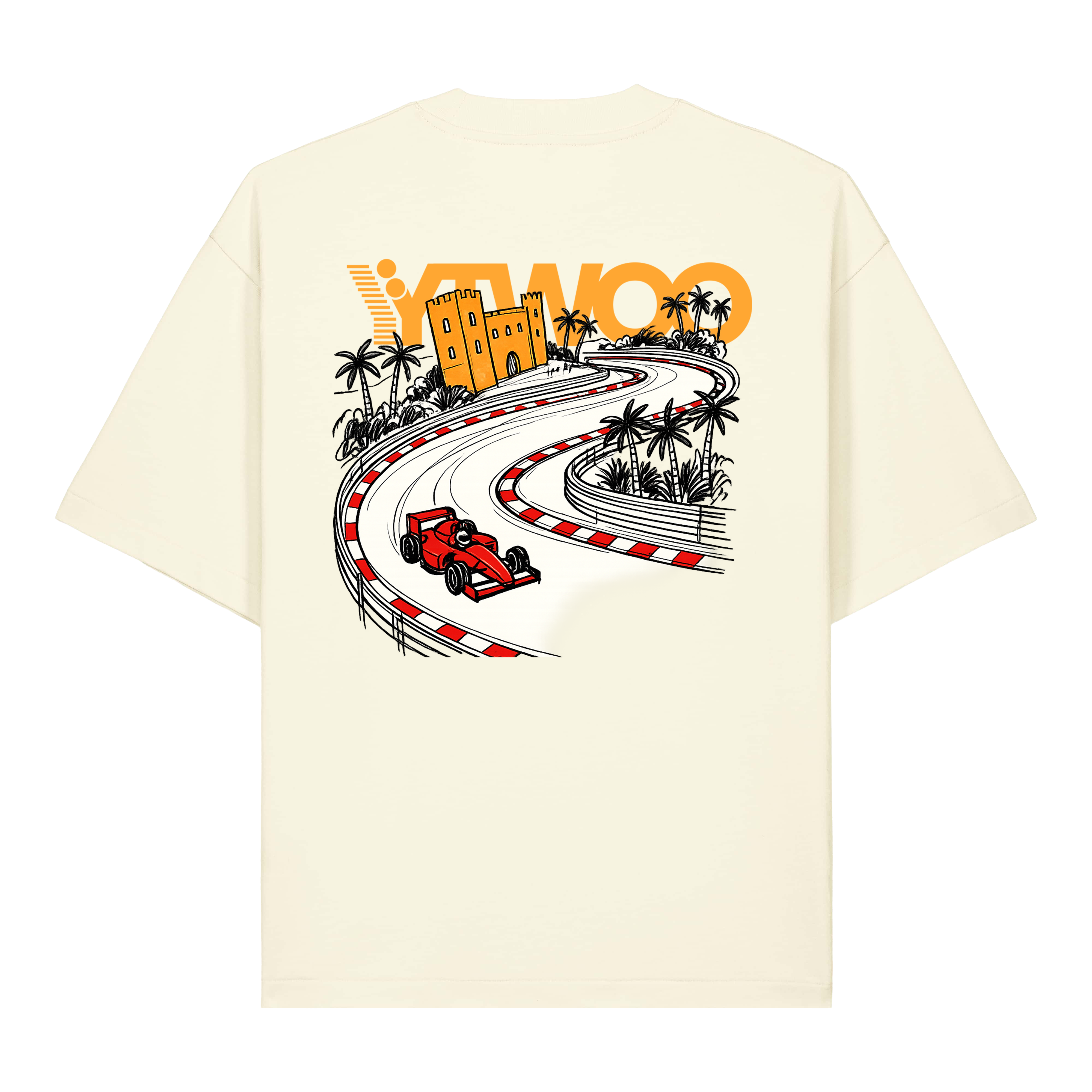 Heavyweight Boxy T-Shirt mit Ytwoo Racetrack Print