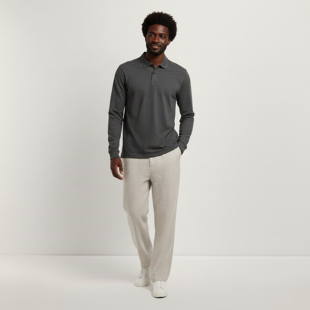 Herren Piqué-Polo Langarm