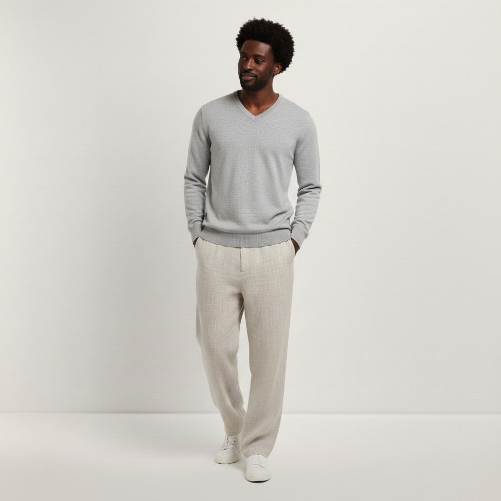 Herrenpullover mit V-Ausschnitt