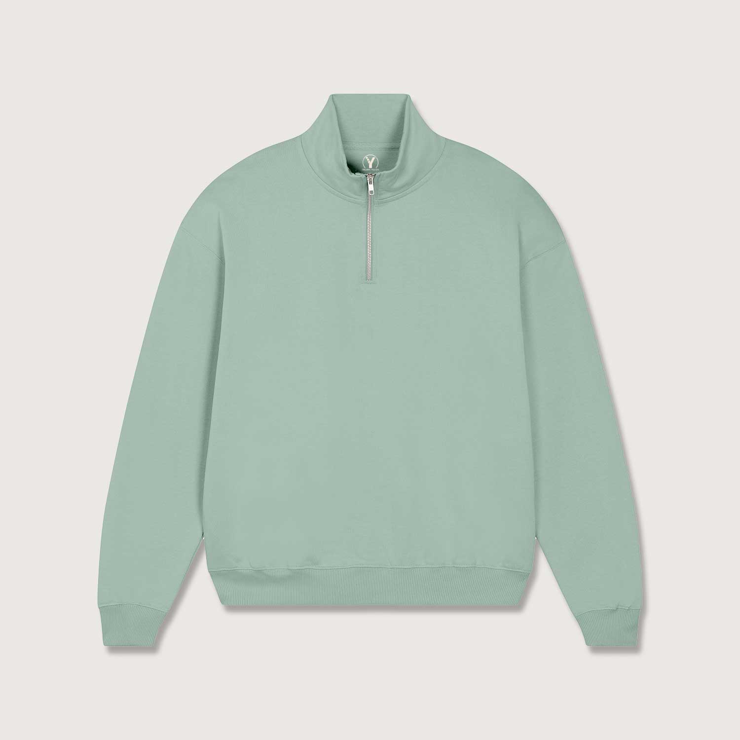 Oversized Sweatshirt mit kurzem Reißverschluss aus reiner Bio-Baumwolle