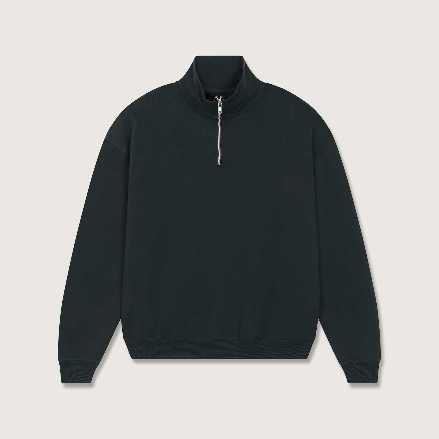 Oversized Sweatshirt mit kurzem Reißverschluss aus reiner Bio-Baumwolle