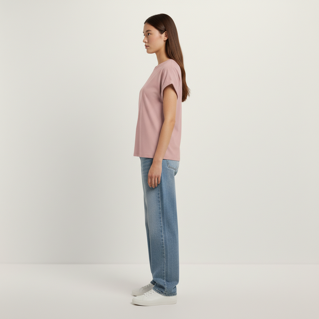 Damen T-Shirt mit Reversärmeln
