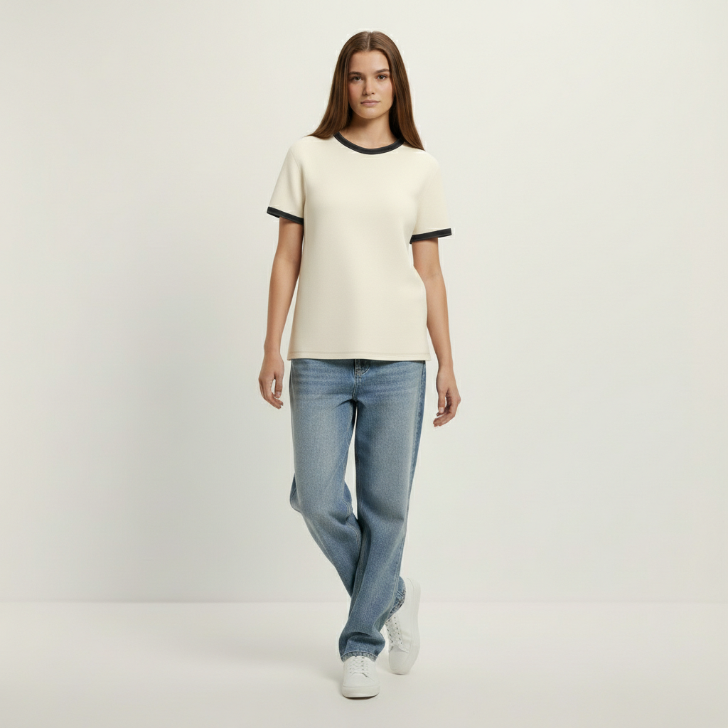 Vintage Ringer-T-Shirt Damen