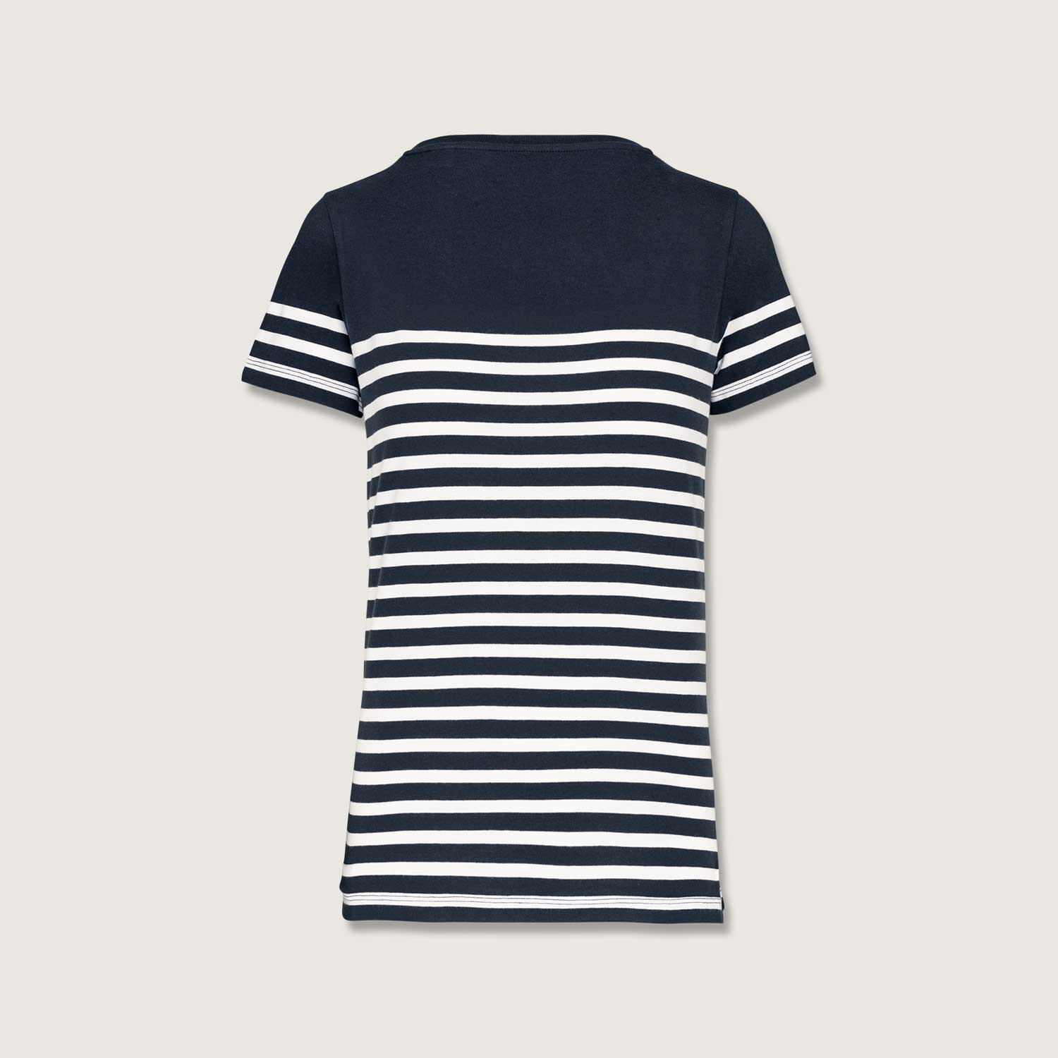 Nachhaltiges Damen-T-Shirt mit Rundhalsausschnitt im Marine-Stil
