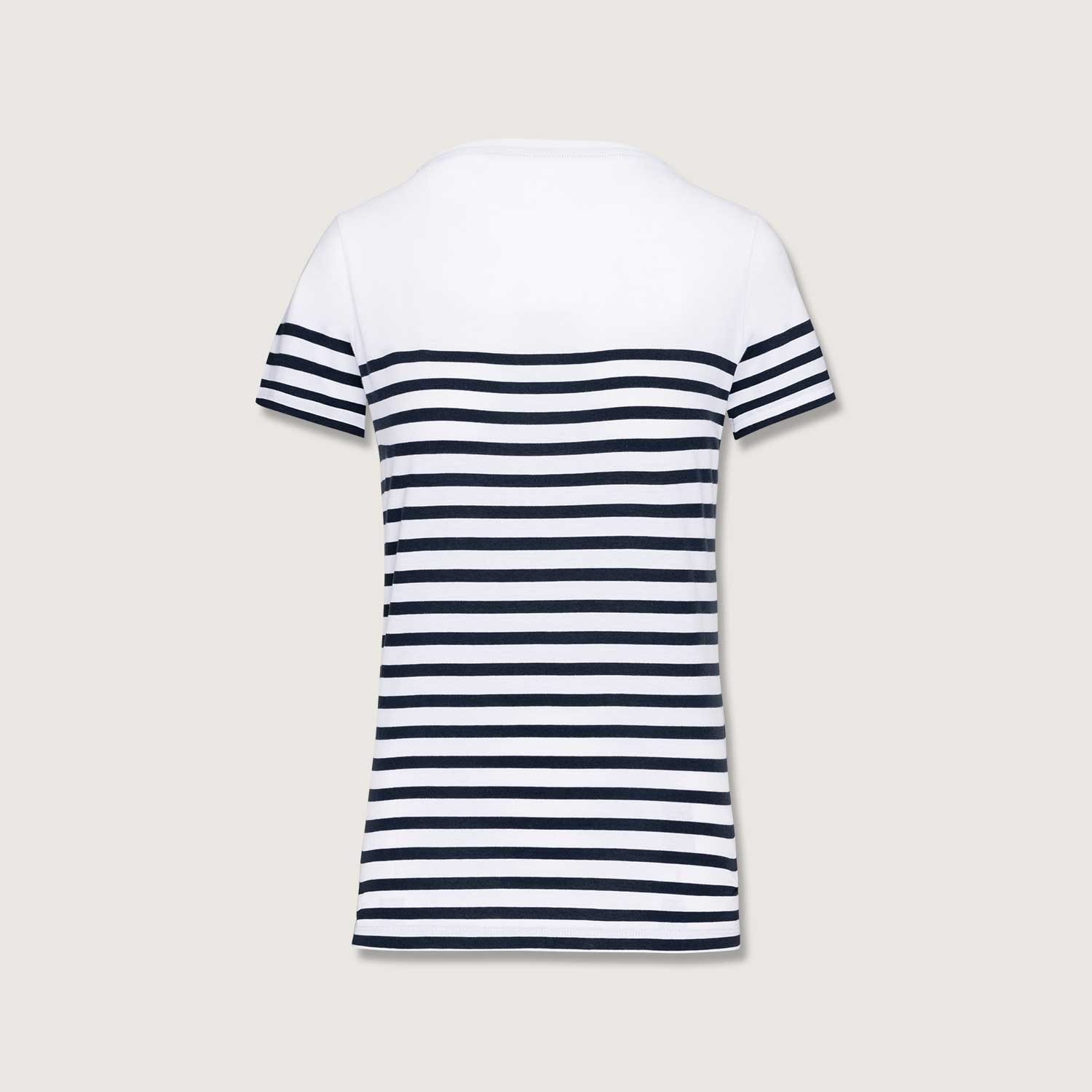 Nachhaltiges Damen-T-Shirt mit Rundhalsausschnitt im Marine-Stil