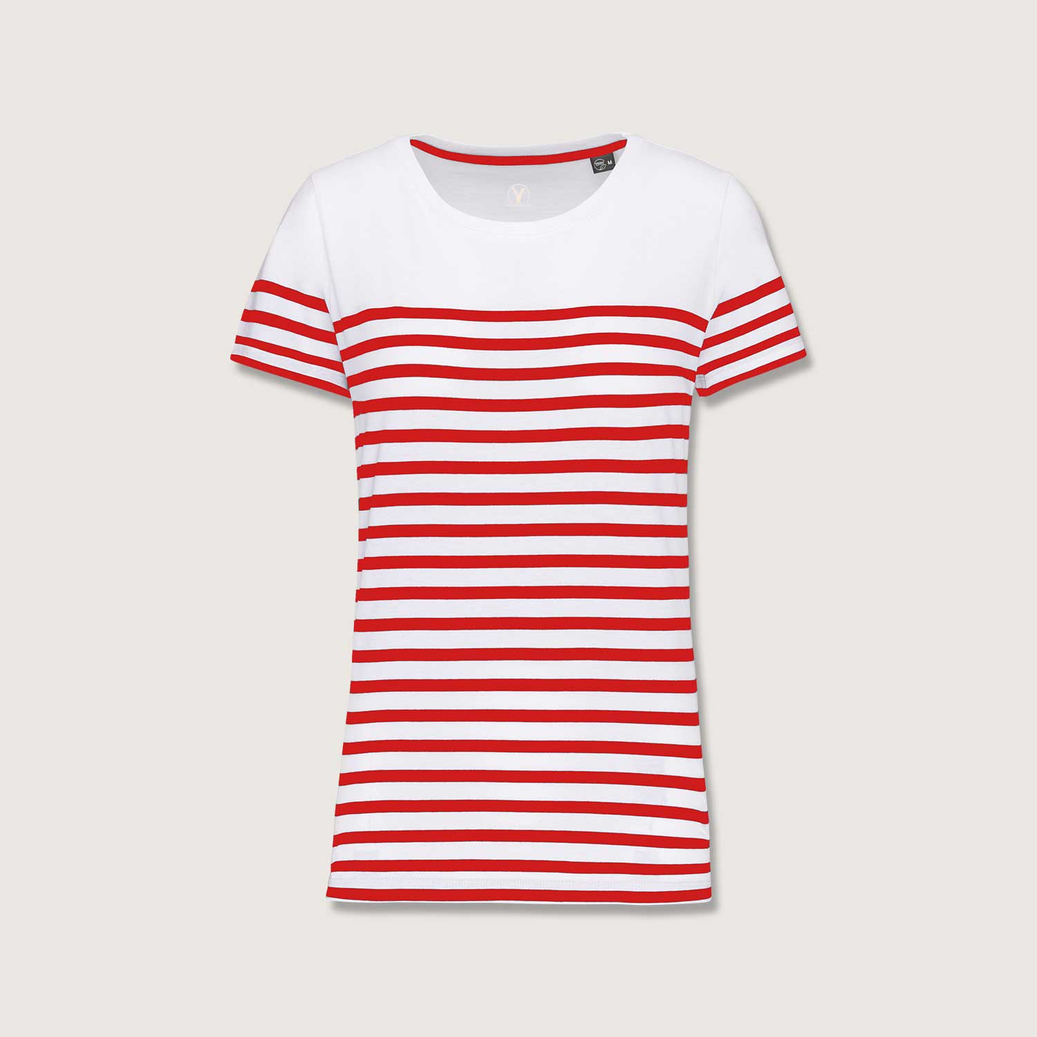 Nachhaltiges Damen-T-Shirt mit Rundhalsausschnitt im Marine-Stil