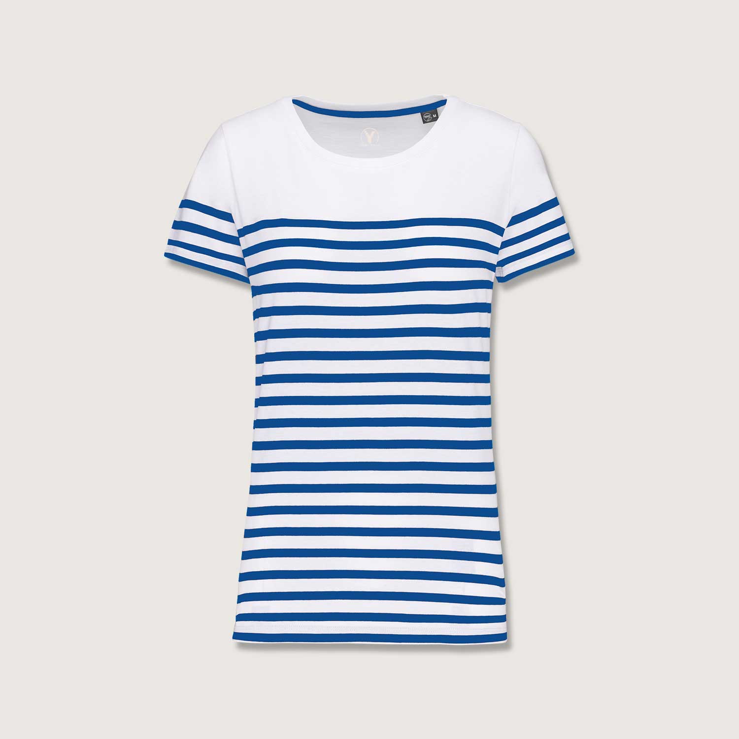 Nachhaltiges Damen-T-Shirt mit Rundhalsausschnitt im Marine-Stil
