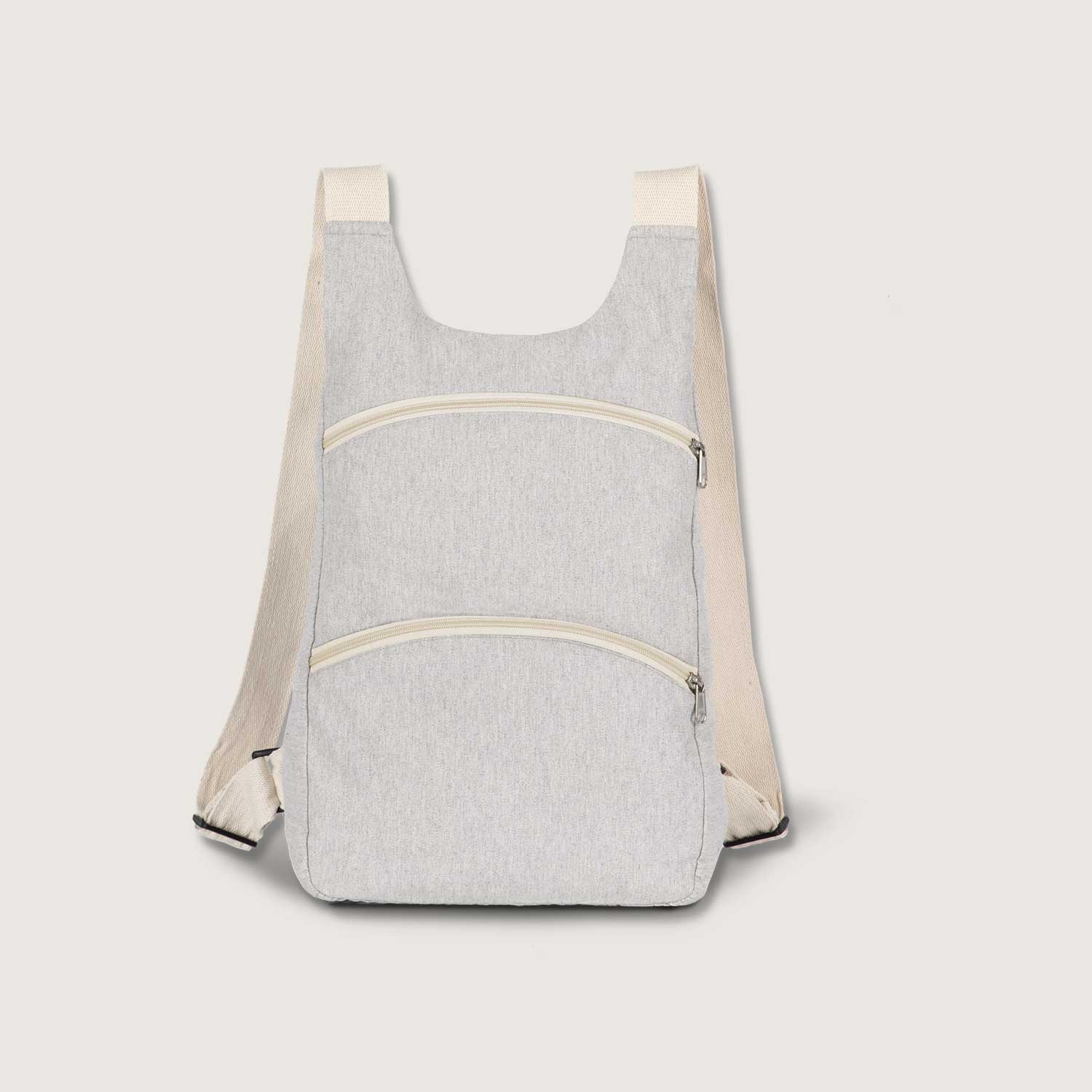 Recycelter Rucksack mit Anti-Diebstahlschutz-Tasche auf der Rückseite