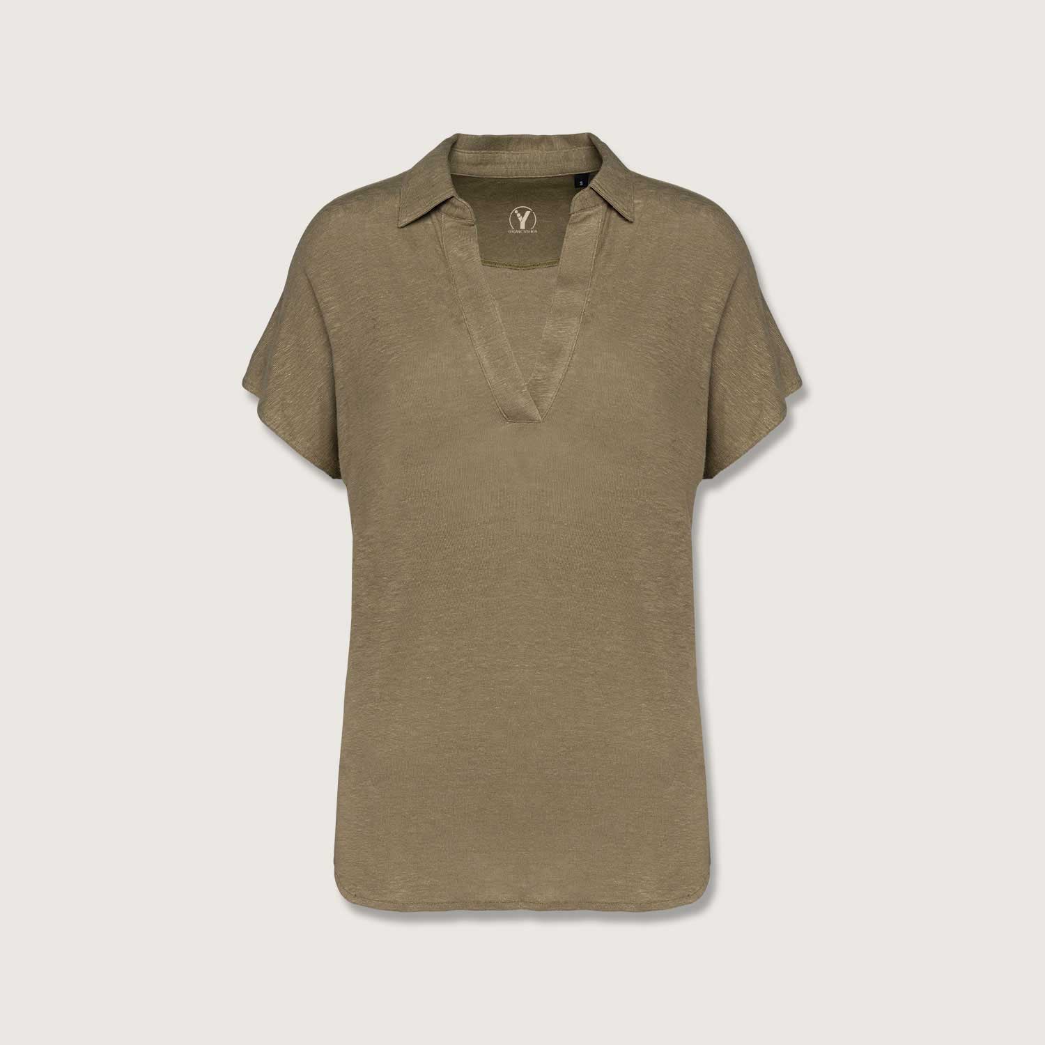 Exklusives Damen Polohemd aus 100% Leinen