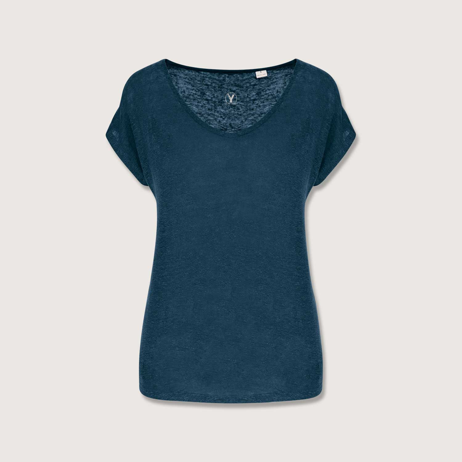 Damen-T-Shirt aus Leinen mit V-Ausschnitt
