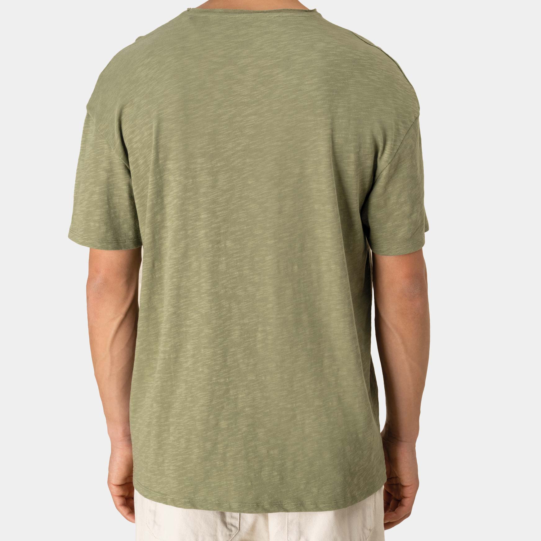 Herren Slub T-Shirt V-Auschnitt
