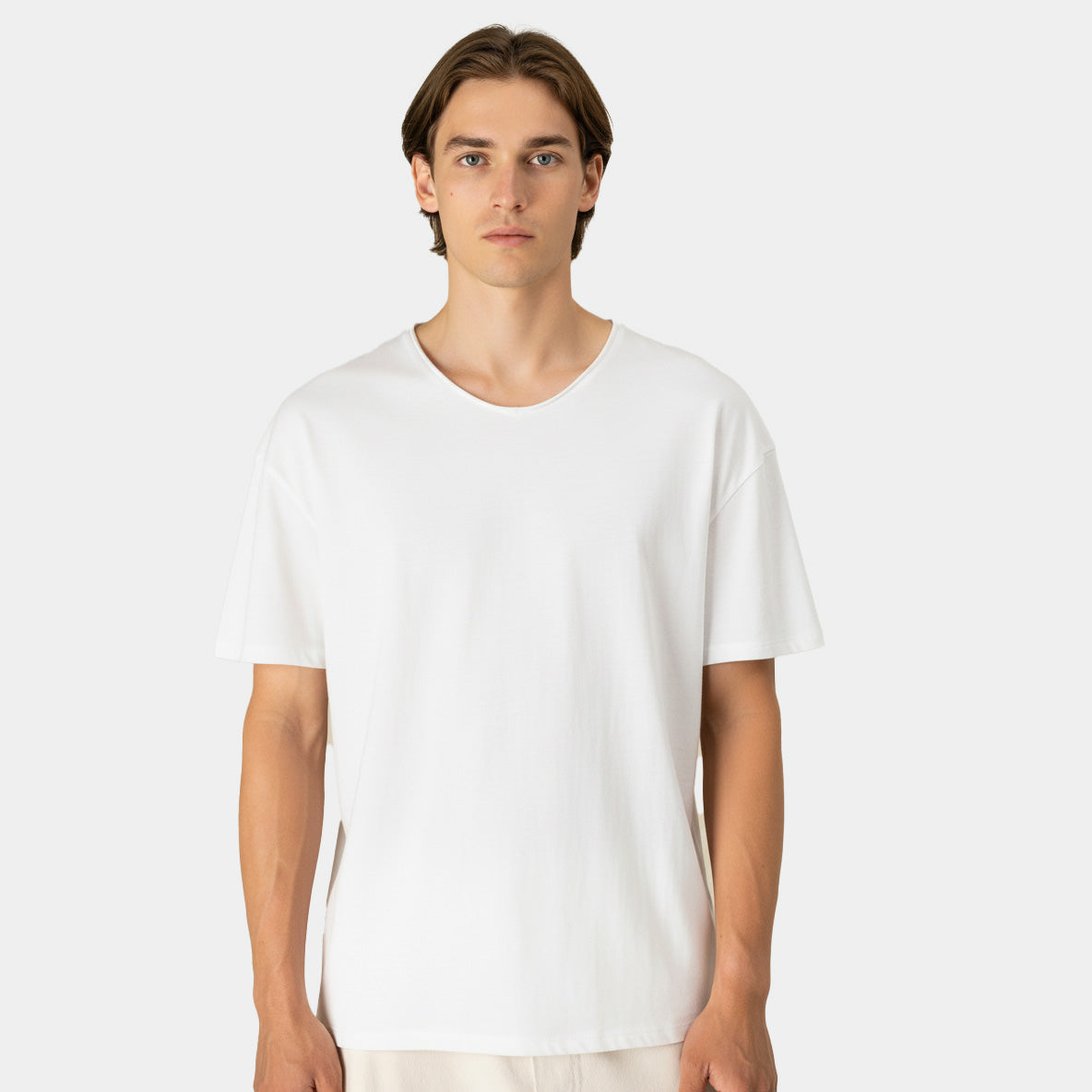 Herren Slub T-Shirt V-Auschnitt