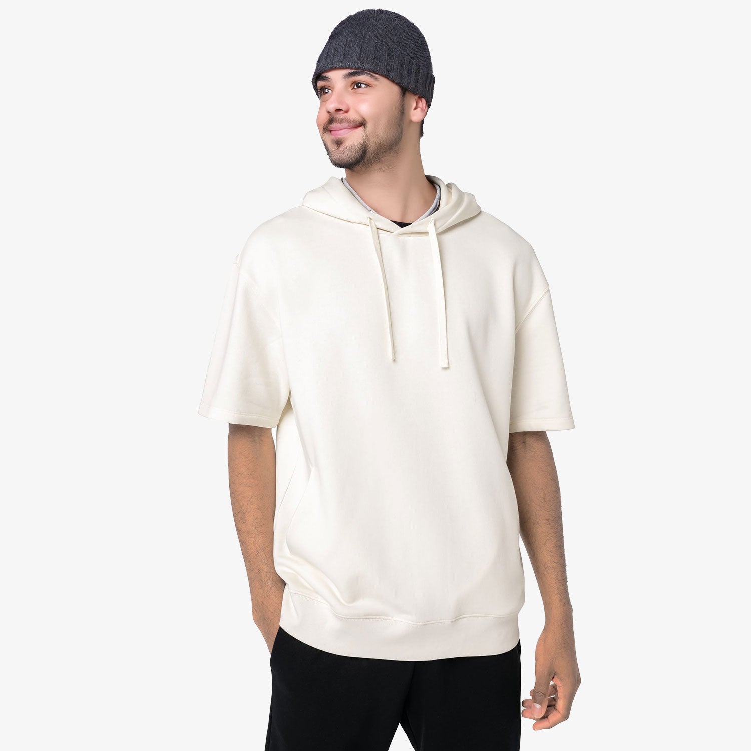Unisex French Terry Hoodie – Kurzarm & nachhaltig