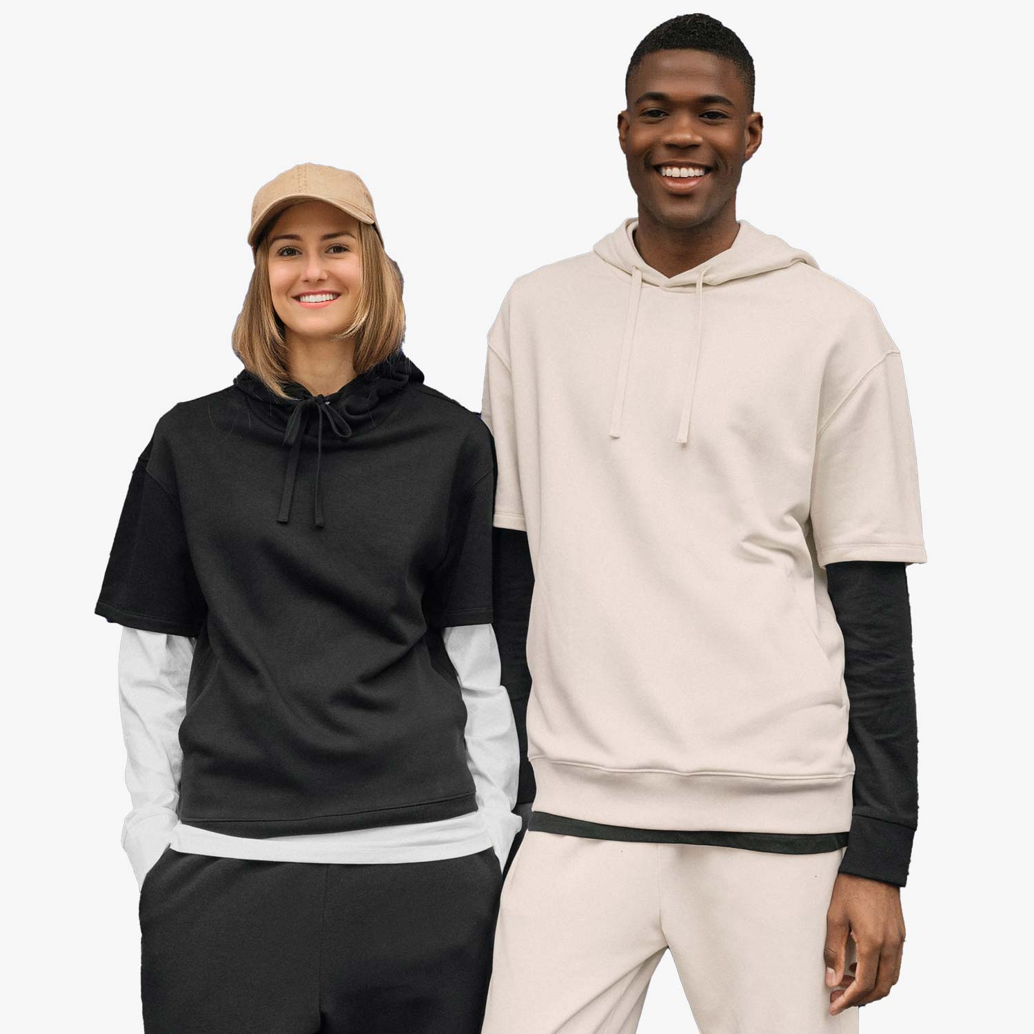 Unisex French Terry Hoodie – Kurzarm & nachhaltig