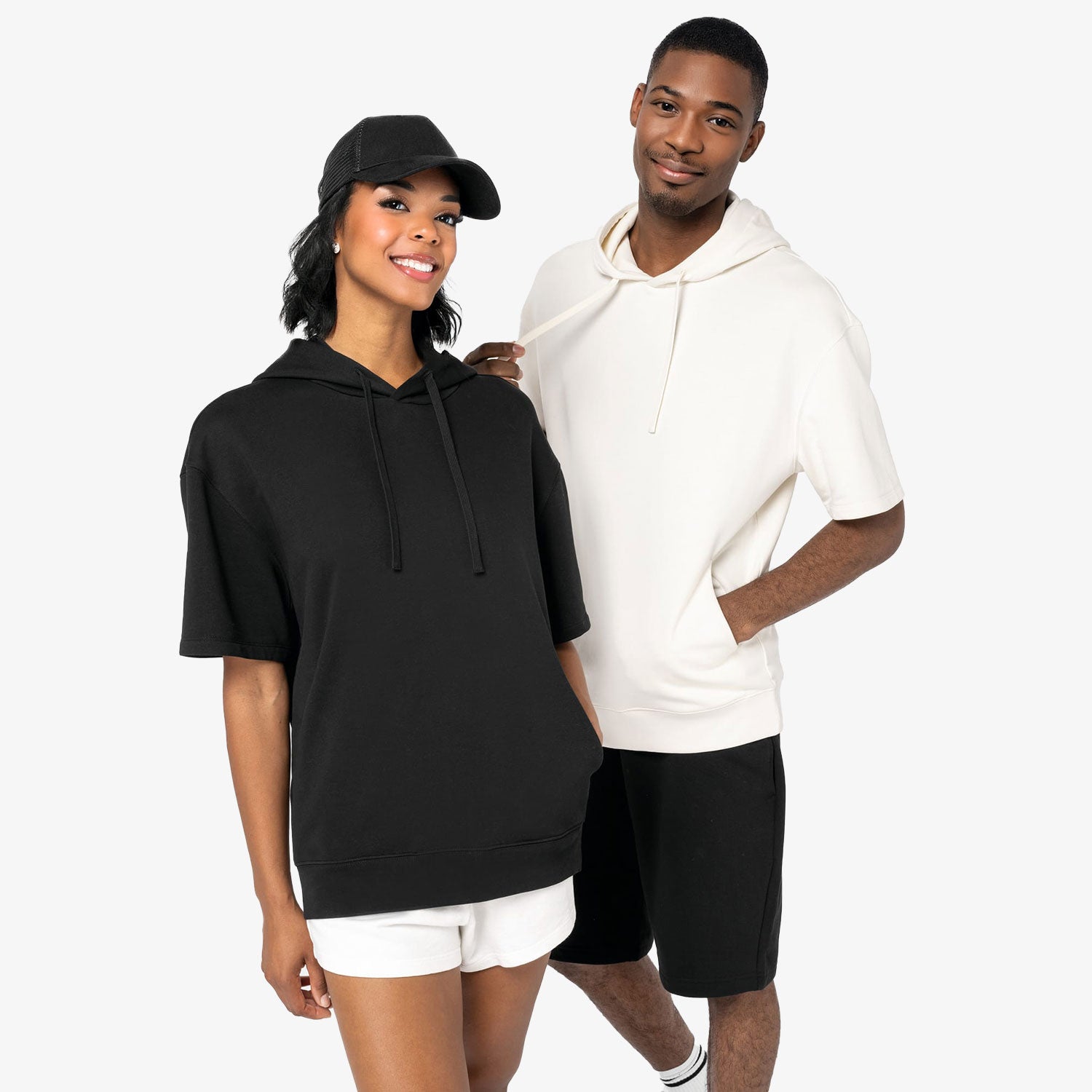 Unisex French Terry Hoodie – Kurzarm & nachhaltig