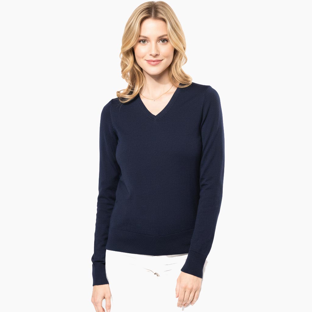 Damen-Merinopullover mit V-Ausschnitt