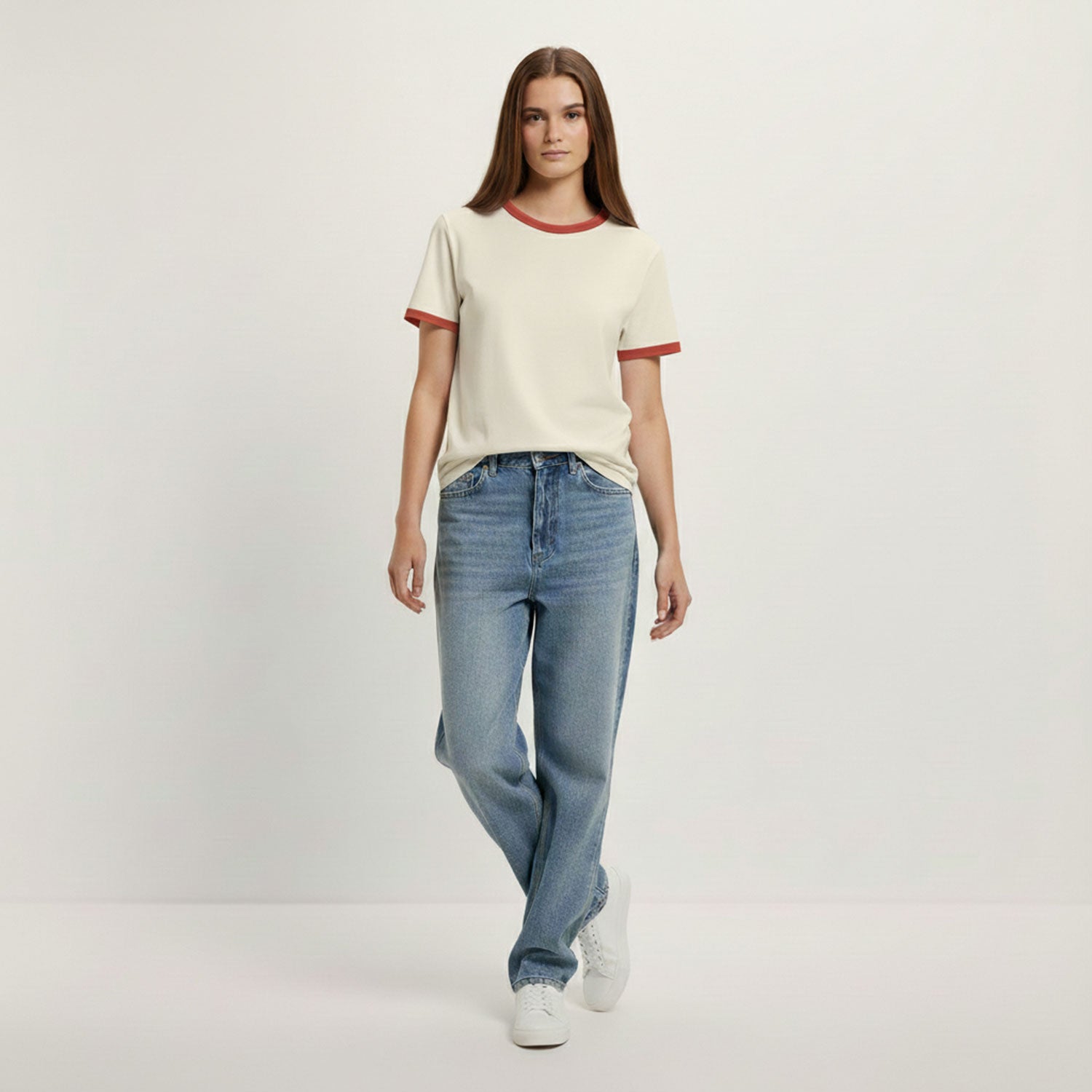 Vintage Ringer-T-Shirt Damen