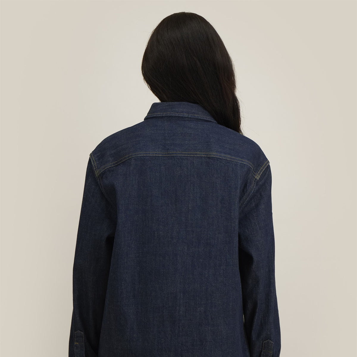 Denim Overshirt Rinse Wash – Rückansicht, Damen
