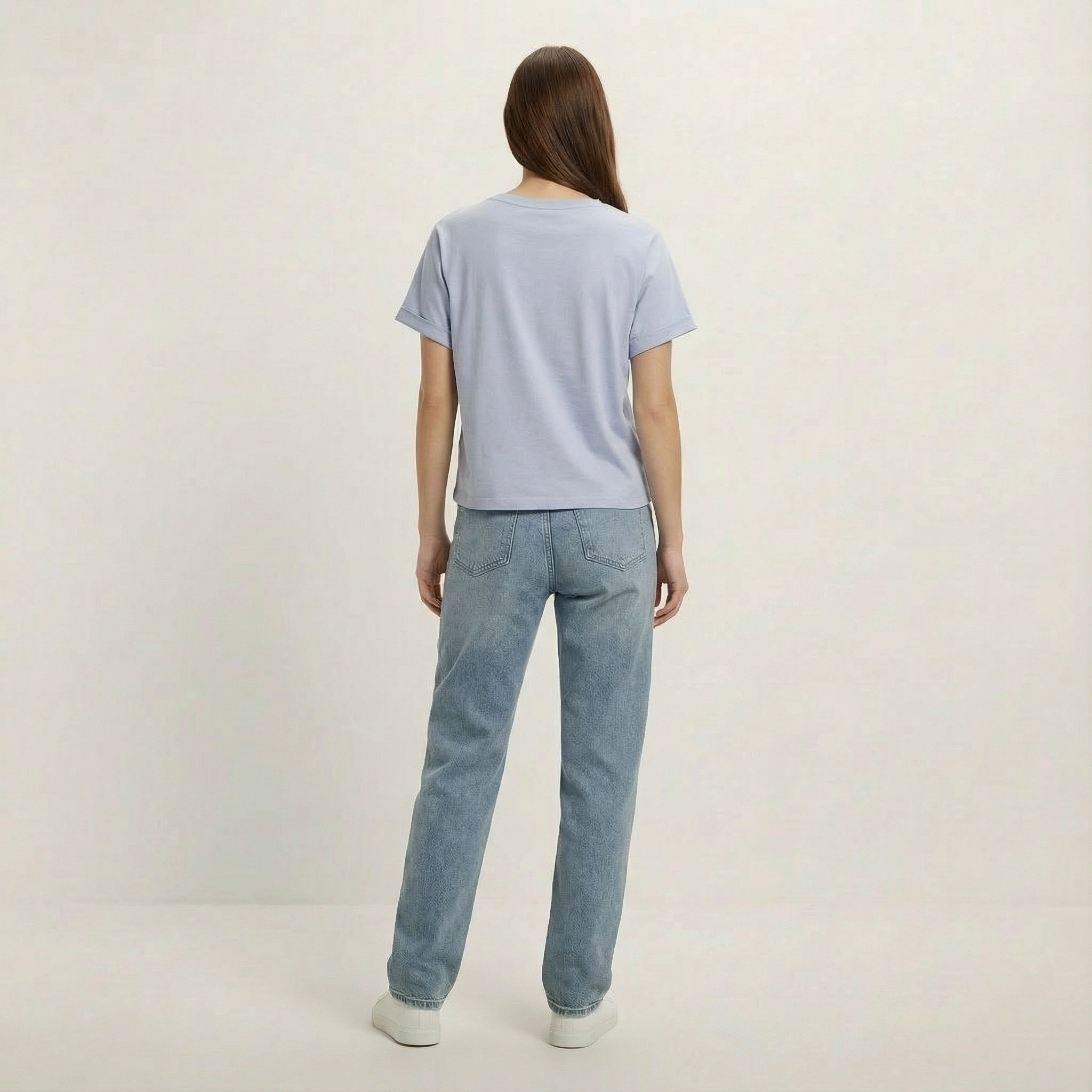 Damen T-Shirt Oversize | mit einteiligen und umgekrempelten Ärmeln