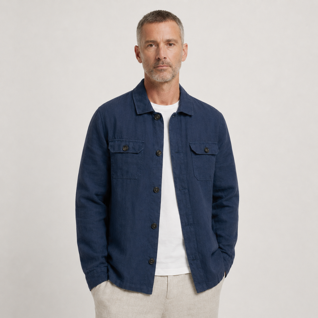 Herren Leinen Hemdjacke