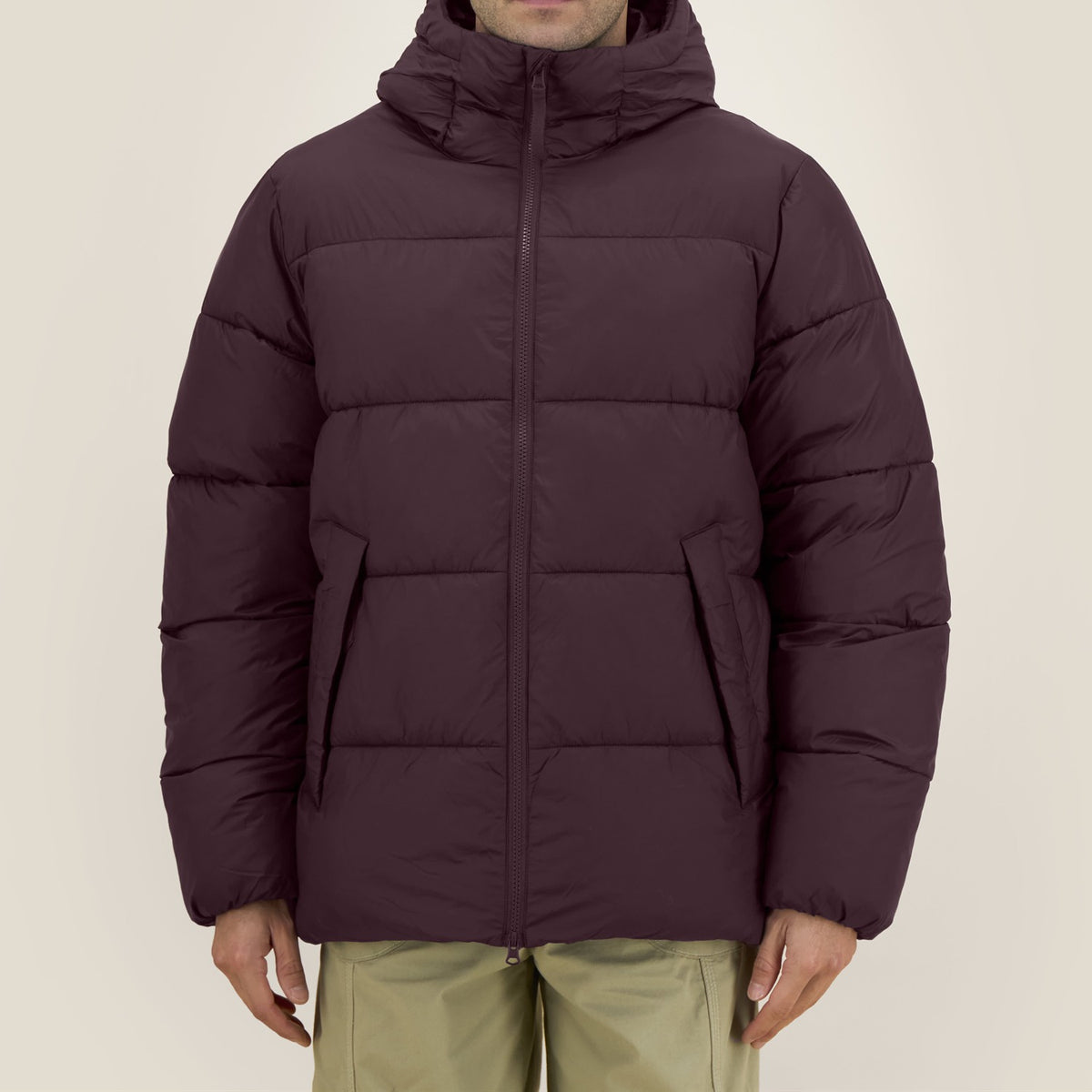 Pufferjacke Red Brown – Passform vorne