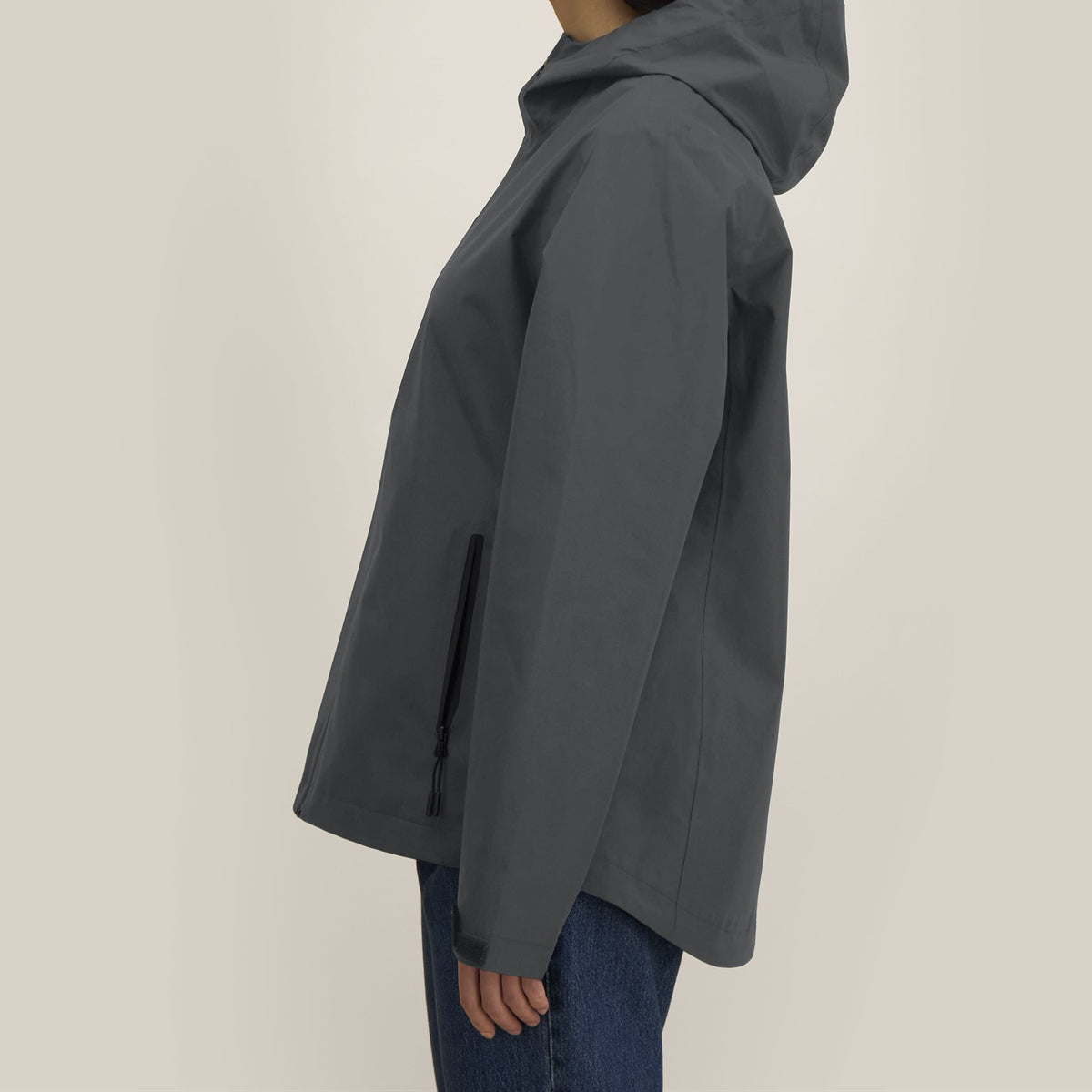 Damen Regenjacke Anthrazit, Seitenansicht