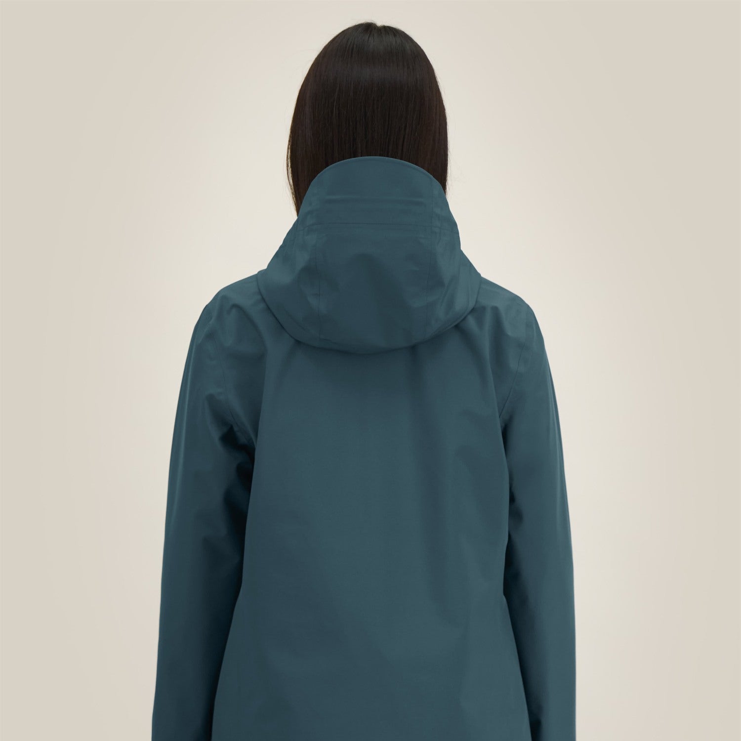 Damen Regenjacke Stargazer, Rückansicht mit längerem Rückenschnitt