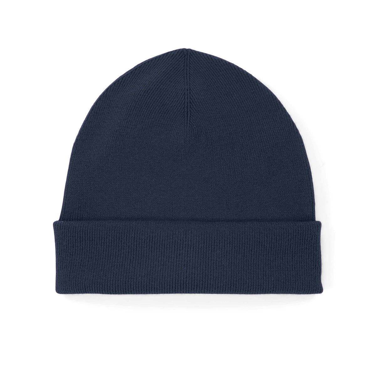 Unisex Beanie mit Umschlag Navy – Produktansicht vorne