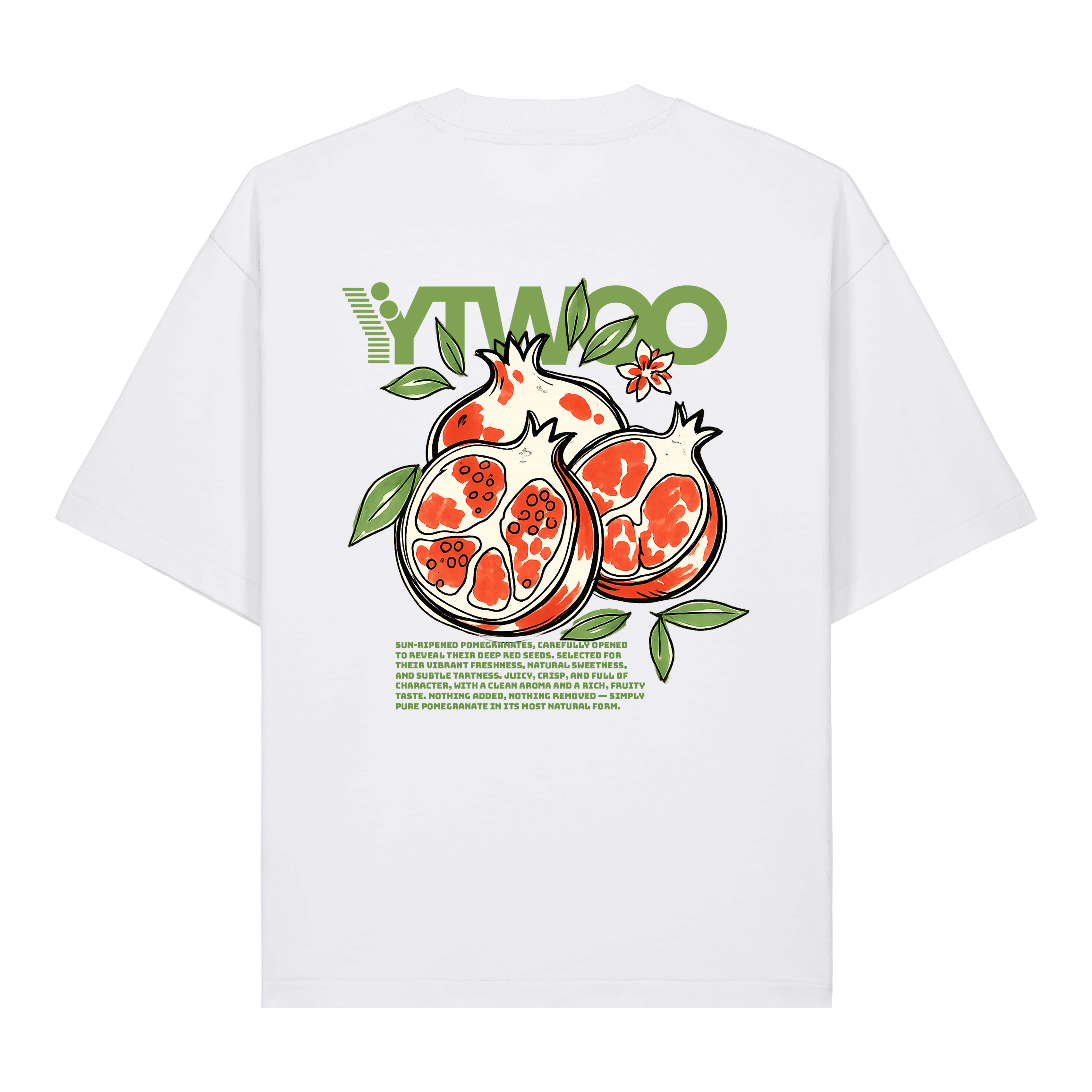 YTWOO Granatapfel Grün – Heavyweight Boxy T-Shirt