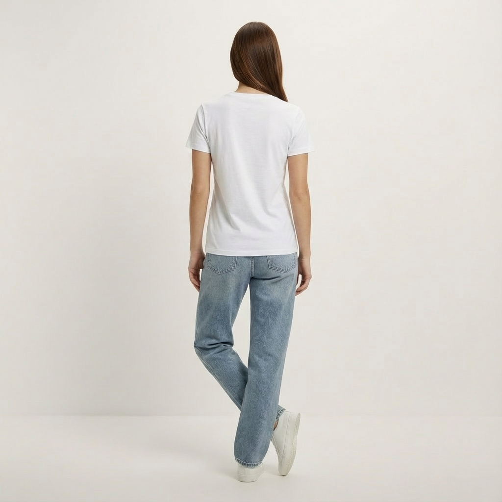 Basic Damen T-Shirt mit V-Ausschnitt aus Bio-Baumwolle in Conversion