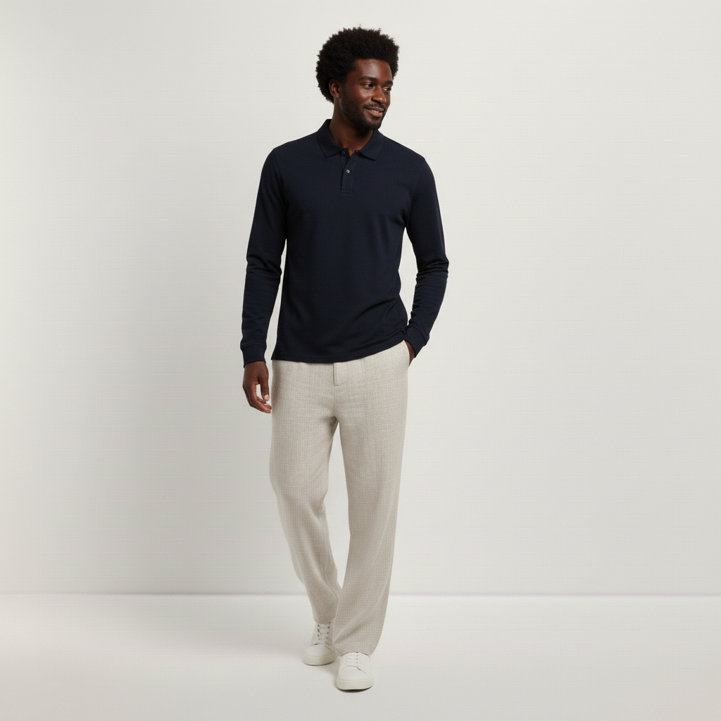 Herren Piqué-Polo Langarm