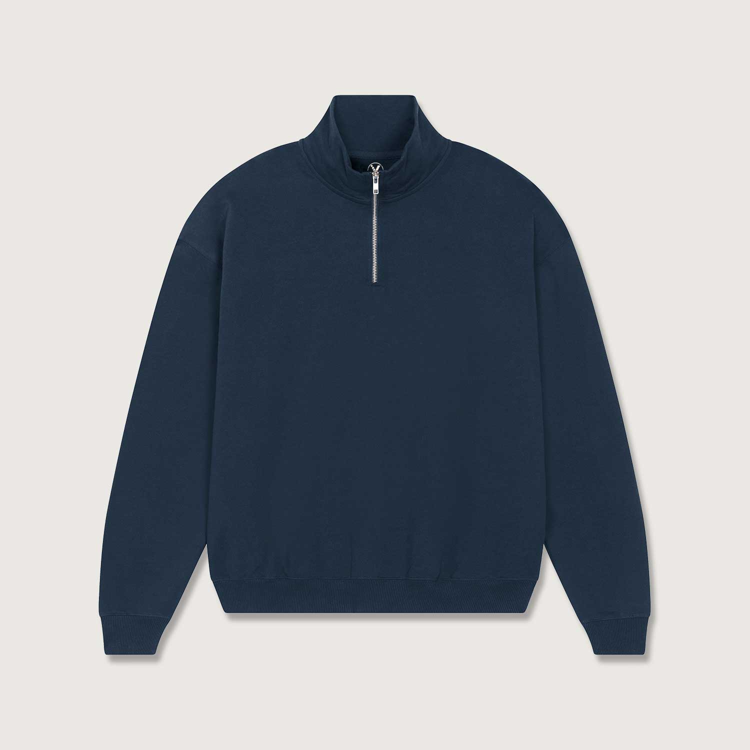 Oversized Sweatshirt mit kurzem Reißverschluss aus reiner Bio-Baumwolle