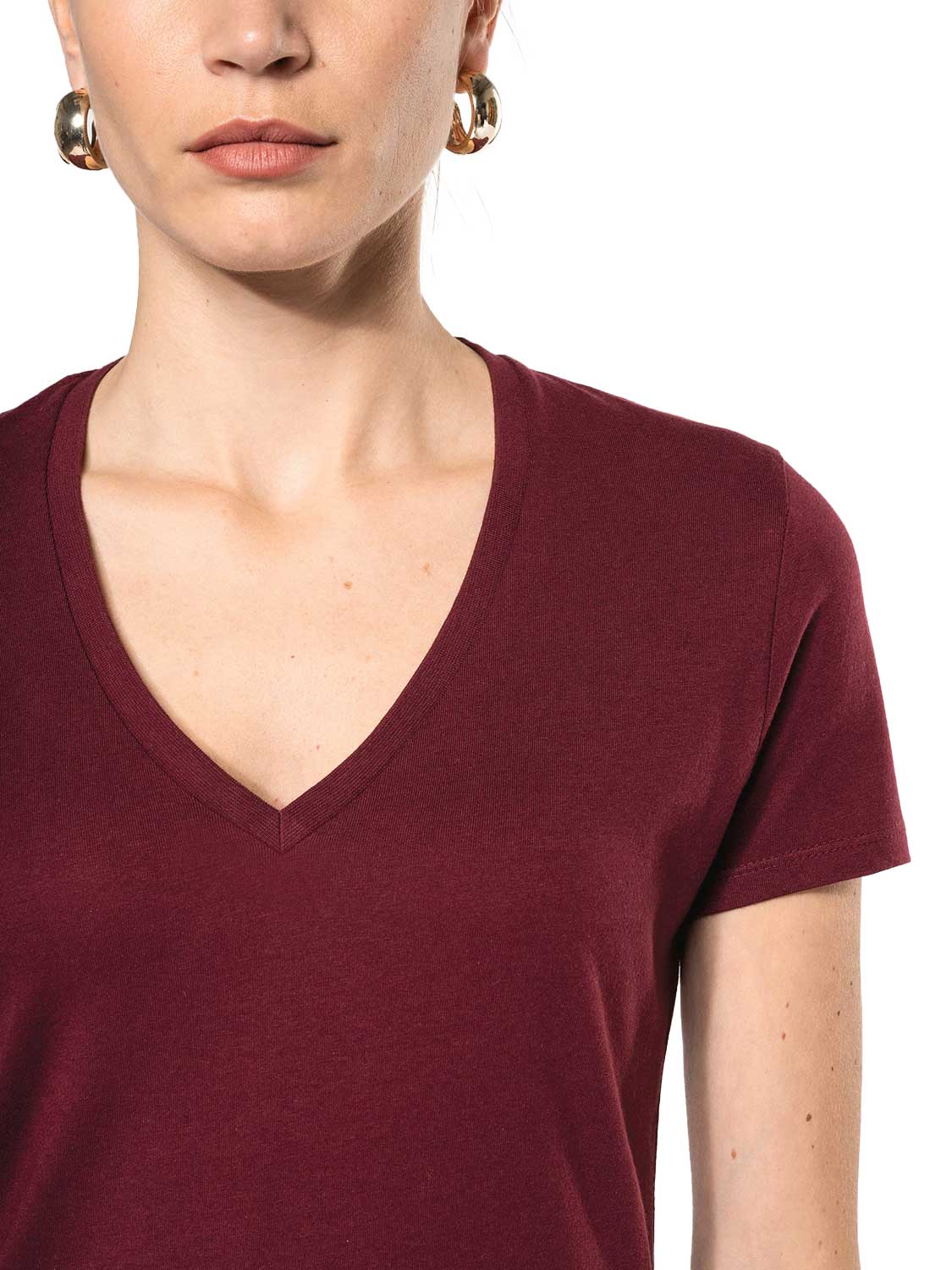 Basic Damen T-Shirt mit V-Ausschnitt aus Bio-Baumwolle in Conversion