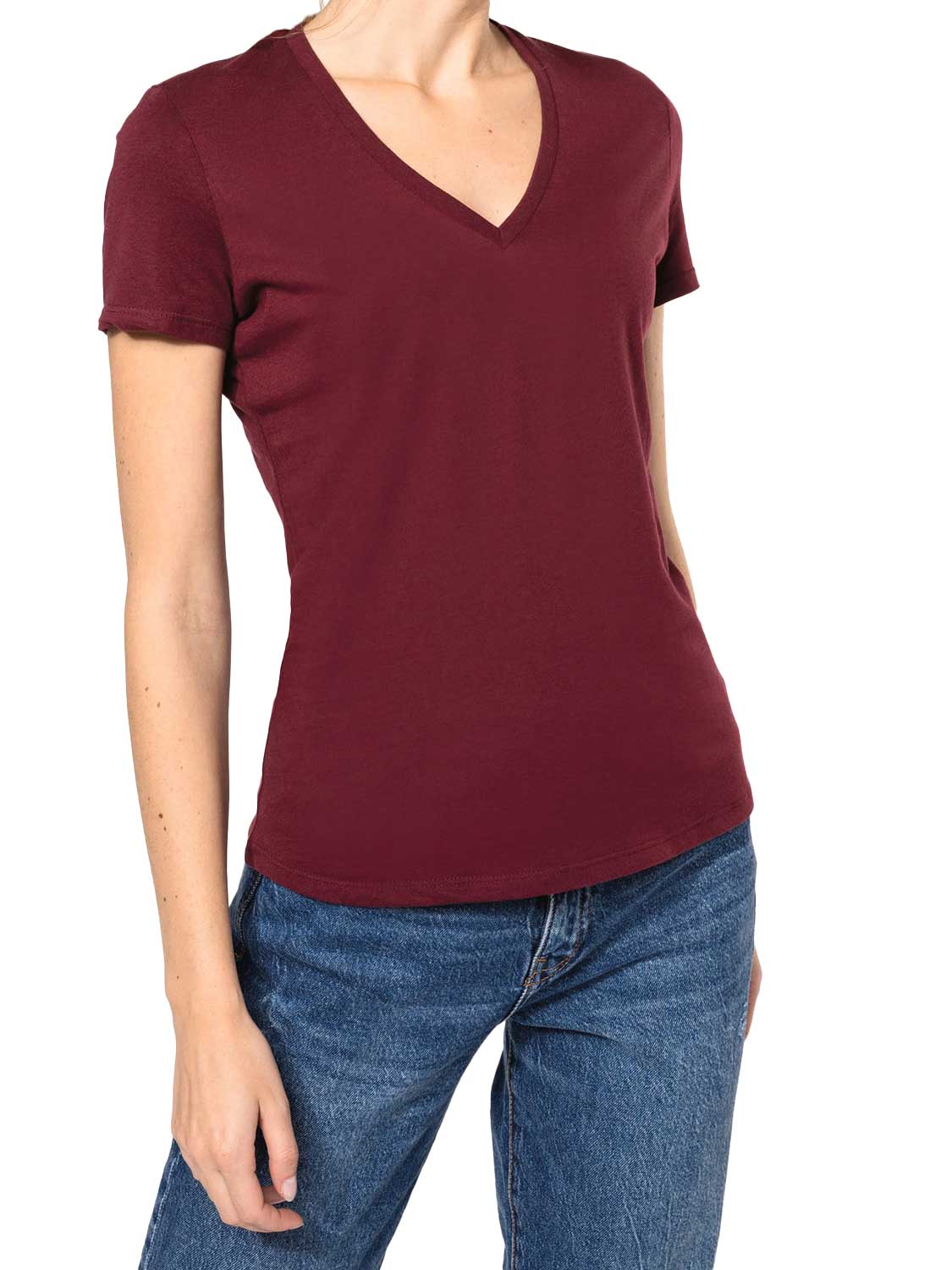 Basic Damen T-Shirt mit V-Ausschnitt aus Bio-Baumwolle in Conversion