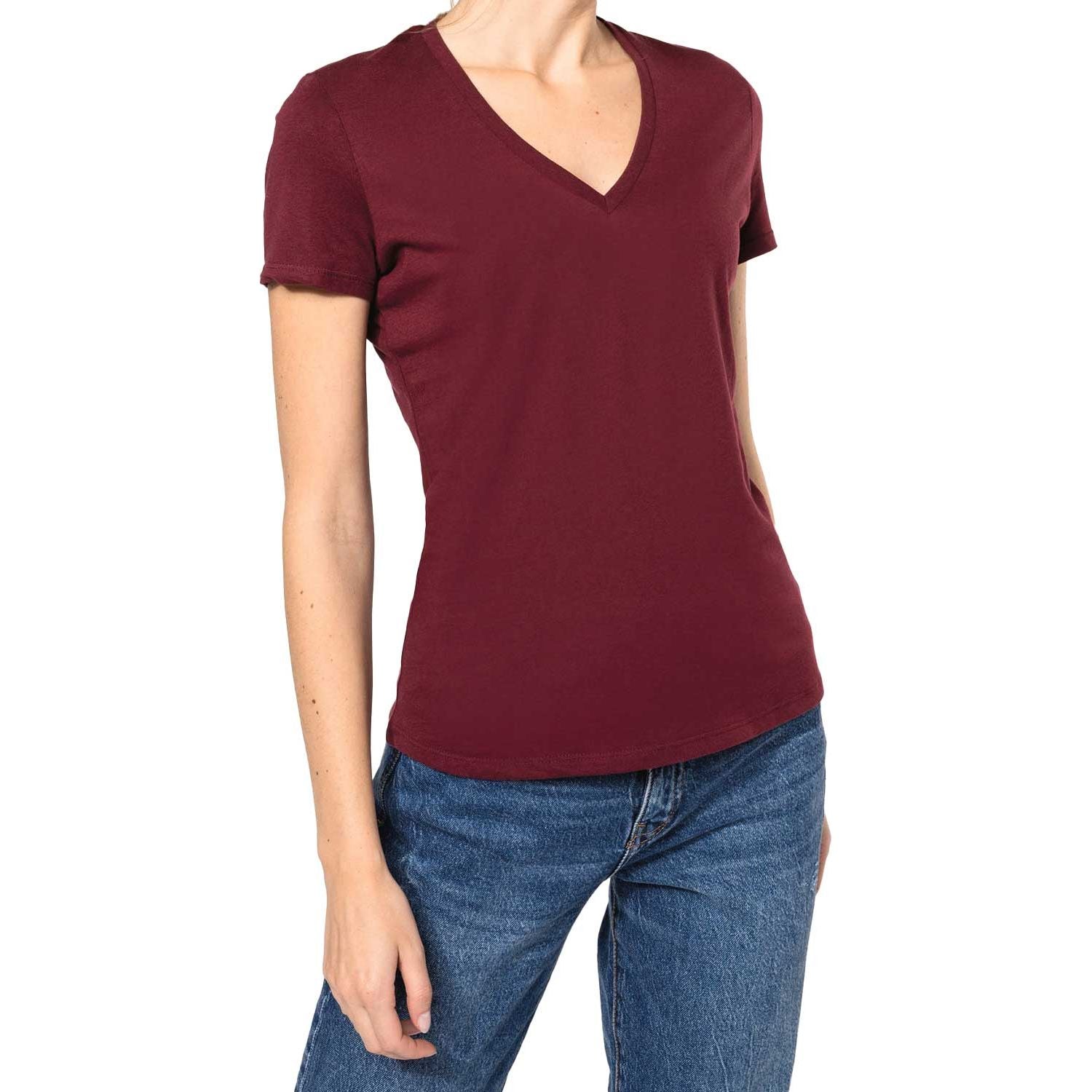 Basic Damen T-Shirt mit V-Ausschnitt aus Bio-Baumwolle in Conversion