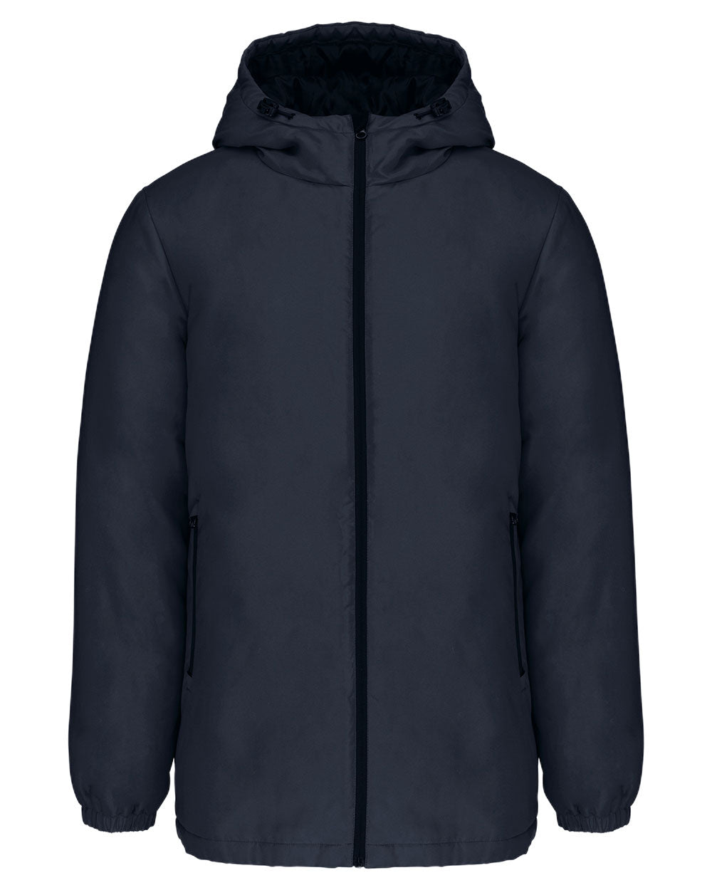 NAVY-FRONT-Parker-Regenjacke-Unisex-Wasserabweisend-Winter-Herbst-Recyceltes-Polyester-UEbergangsjacke-Kapuze-Parka-Padded-Stepp-Nachhaltig-Susatinalble-Recycelt