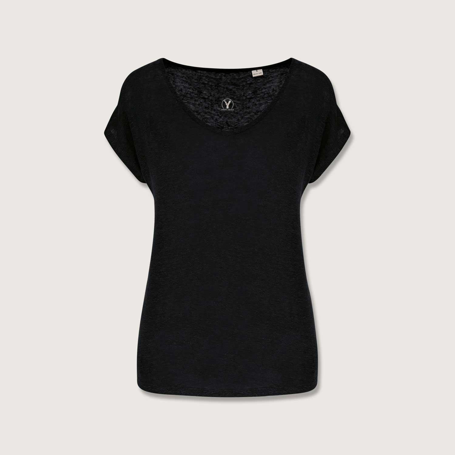 Damen-T-Shirt aus Leinen mit V-Ausschnitt