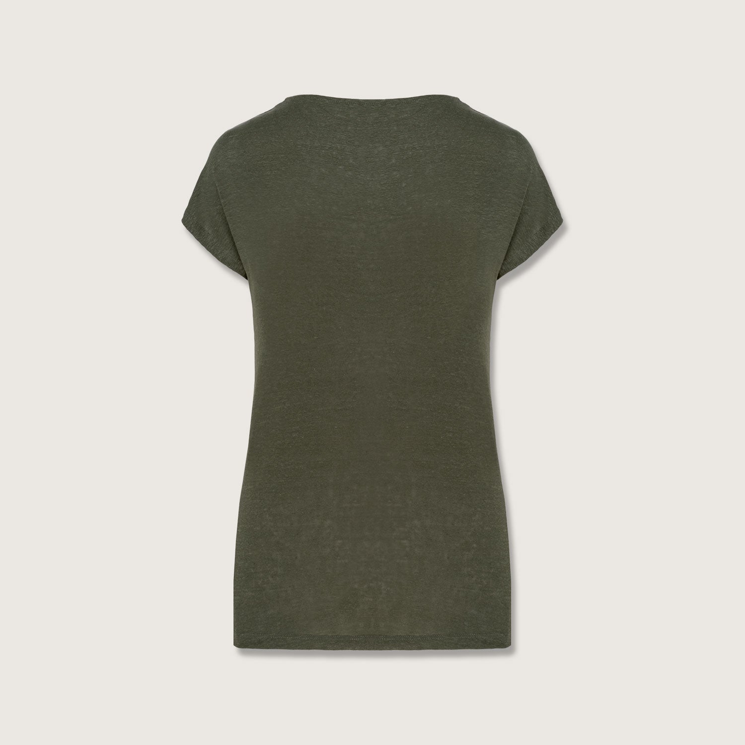 Damen-T-Shirt aus Leinen mit V-Ausschnitt