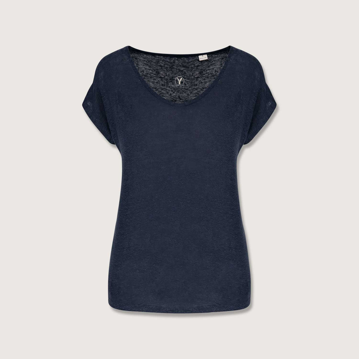 Damen-T-Shirt aus Leinen mit V-Ausschnitt