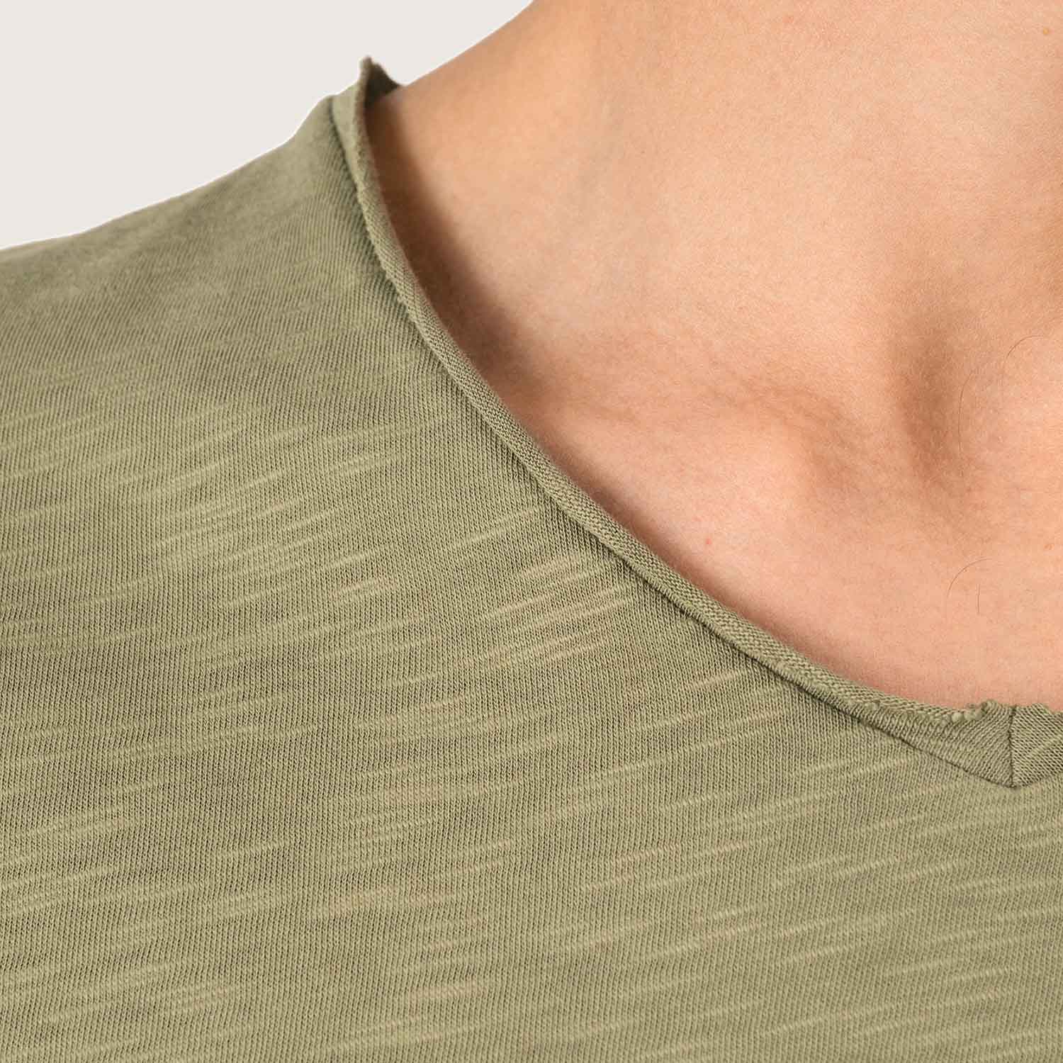 Herren Slub T-Shirt V-Auschnitt