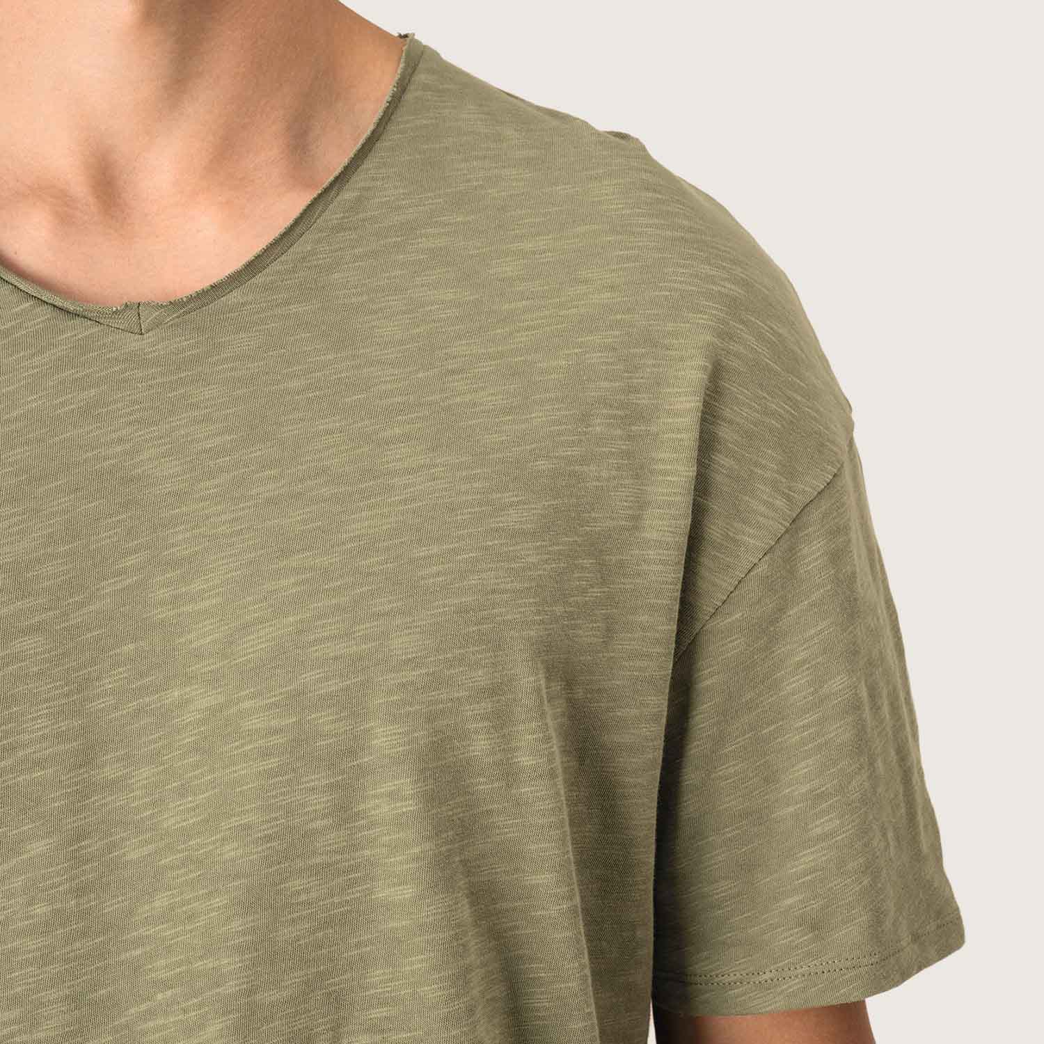 Herren Slub T-Shirt V-Auschnitt