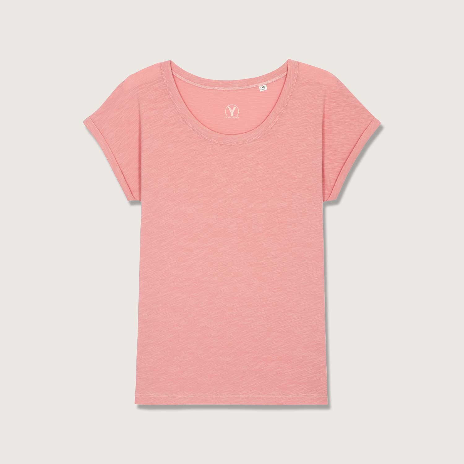 Leichtes T-Shirt in Slub Optik mit gerollten Ärmeln