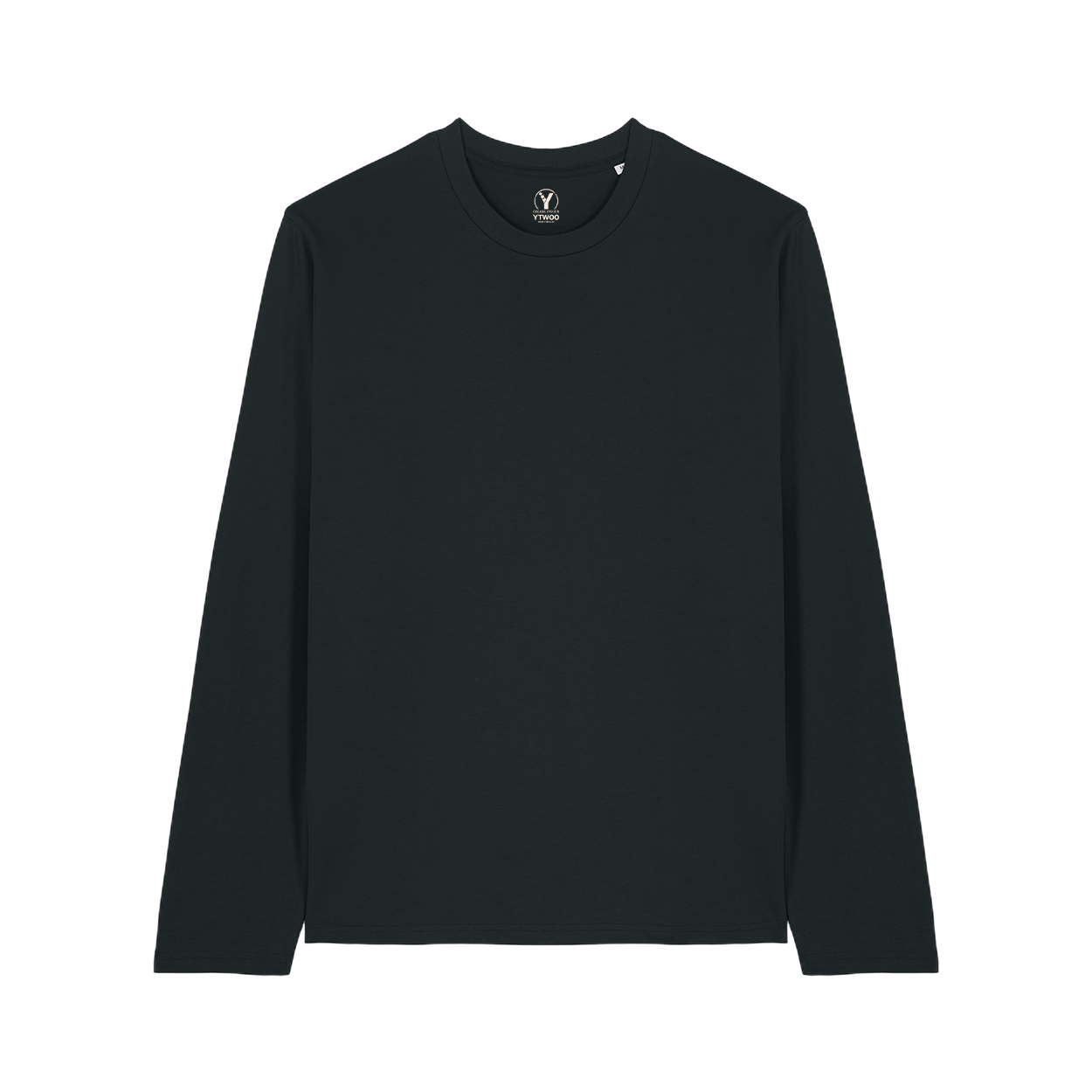 YTWOO-Basic-Unisex-Langarmshirt-100-Bio-Baumwolle-Eco-Fair-produziert-Nachhaltig-SCHWARZ-PACK-FRONT