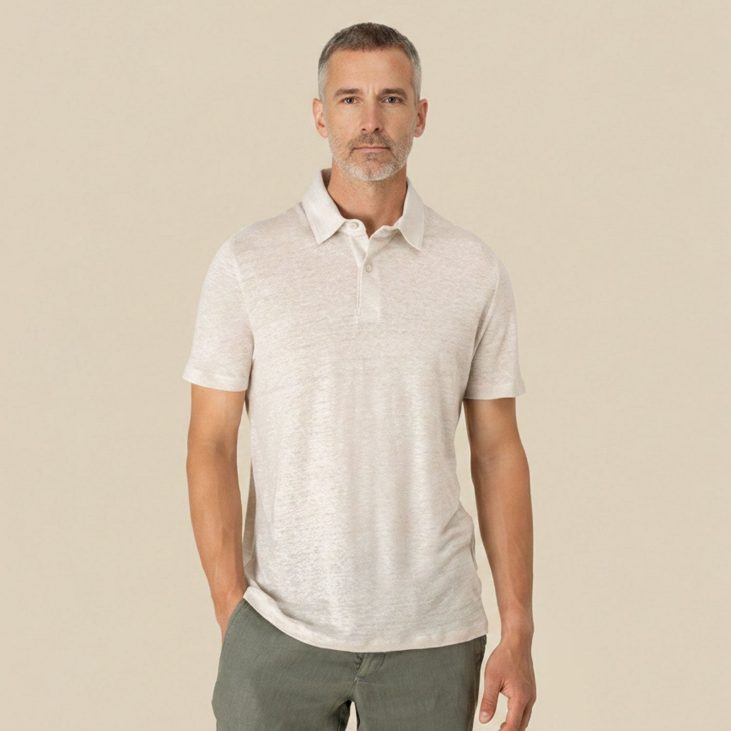 Leichtes Herren Leinen Poloshirt