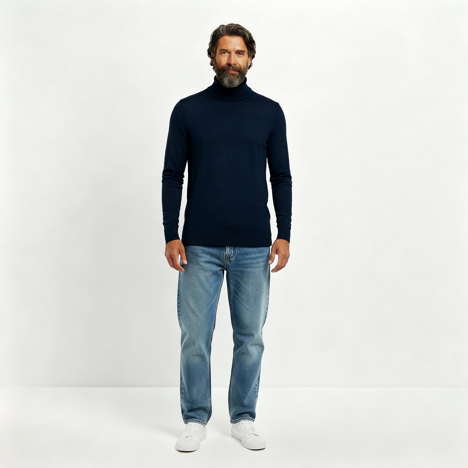Herren-Merinopullover mit Rollkragen
