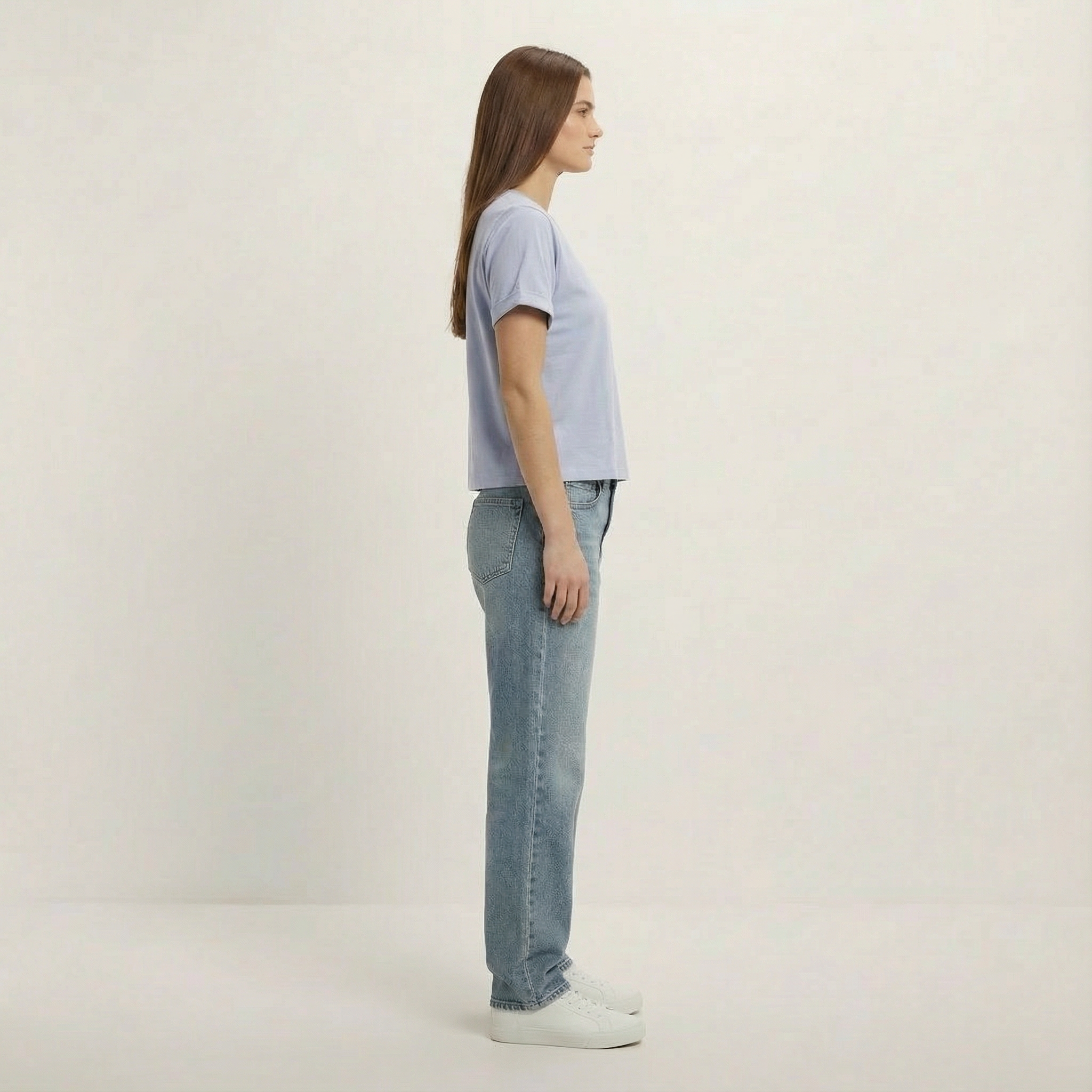 Damen T-Shirt Oversize | mit einteiligen und umgekrempelten Ärmeln