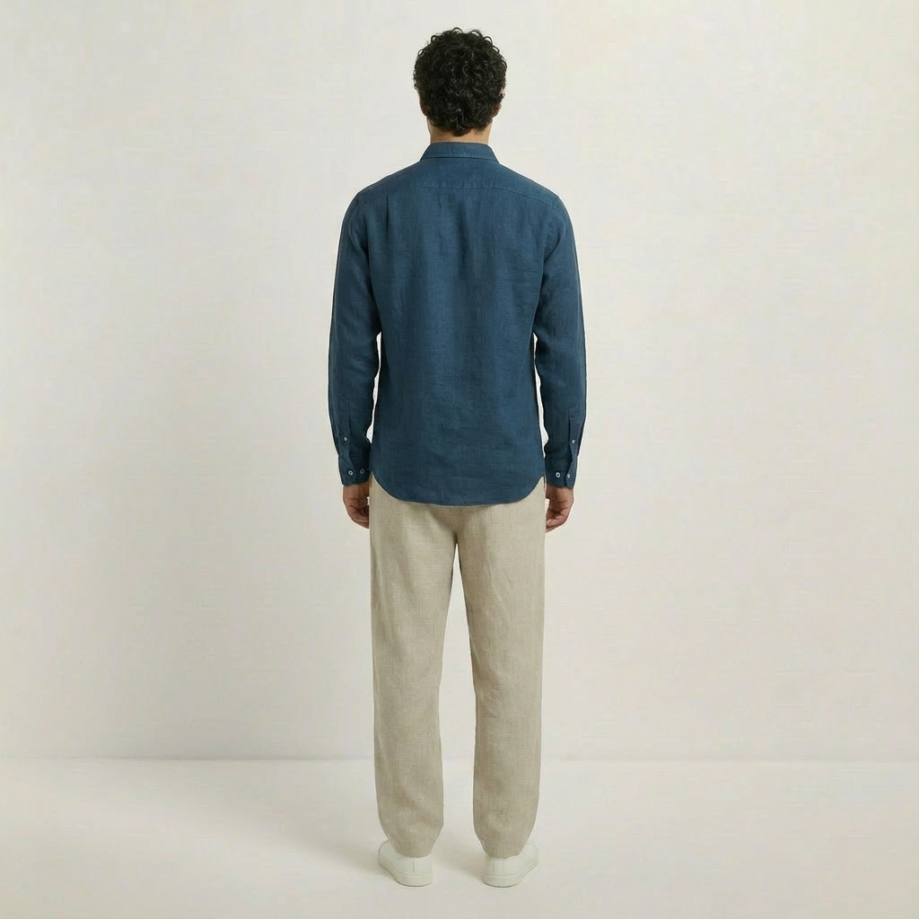 Leinenhemd für Herren aus 100% Leinen mit Kragen