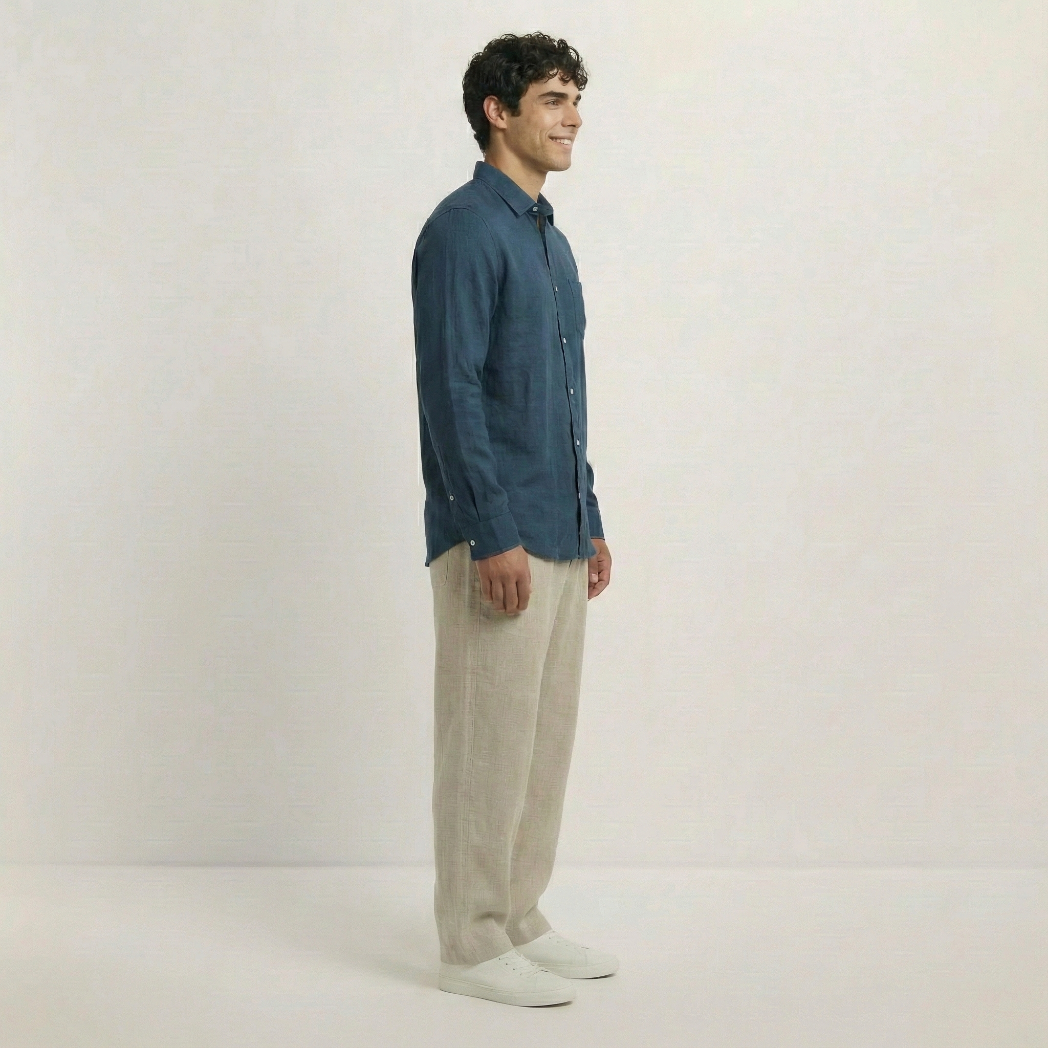 Leinenhemd für Herren aus 100% Leinen mit Kragen