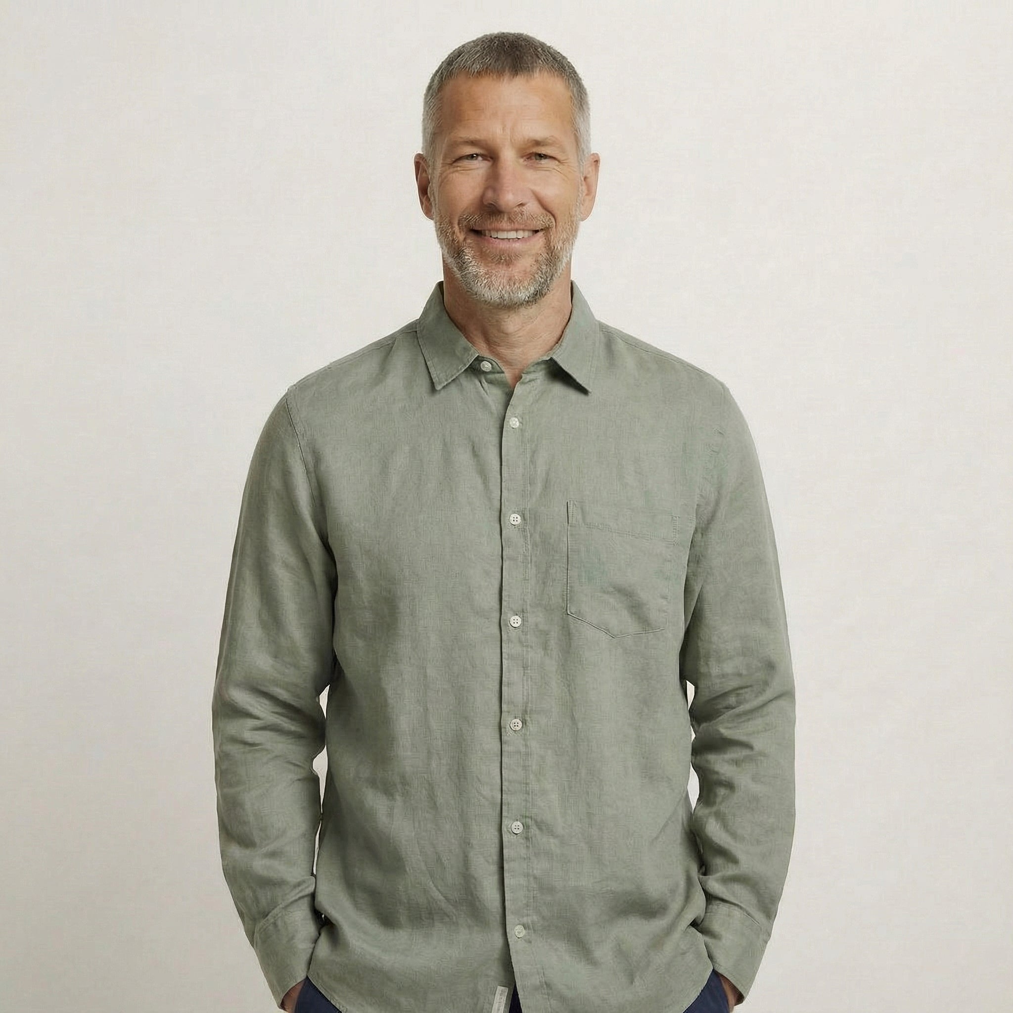 Leinenhemd für Herren aus 100% Leinen mit Kragen