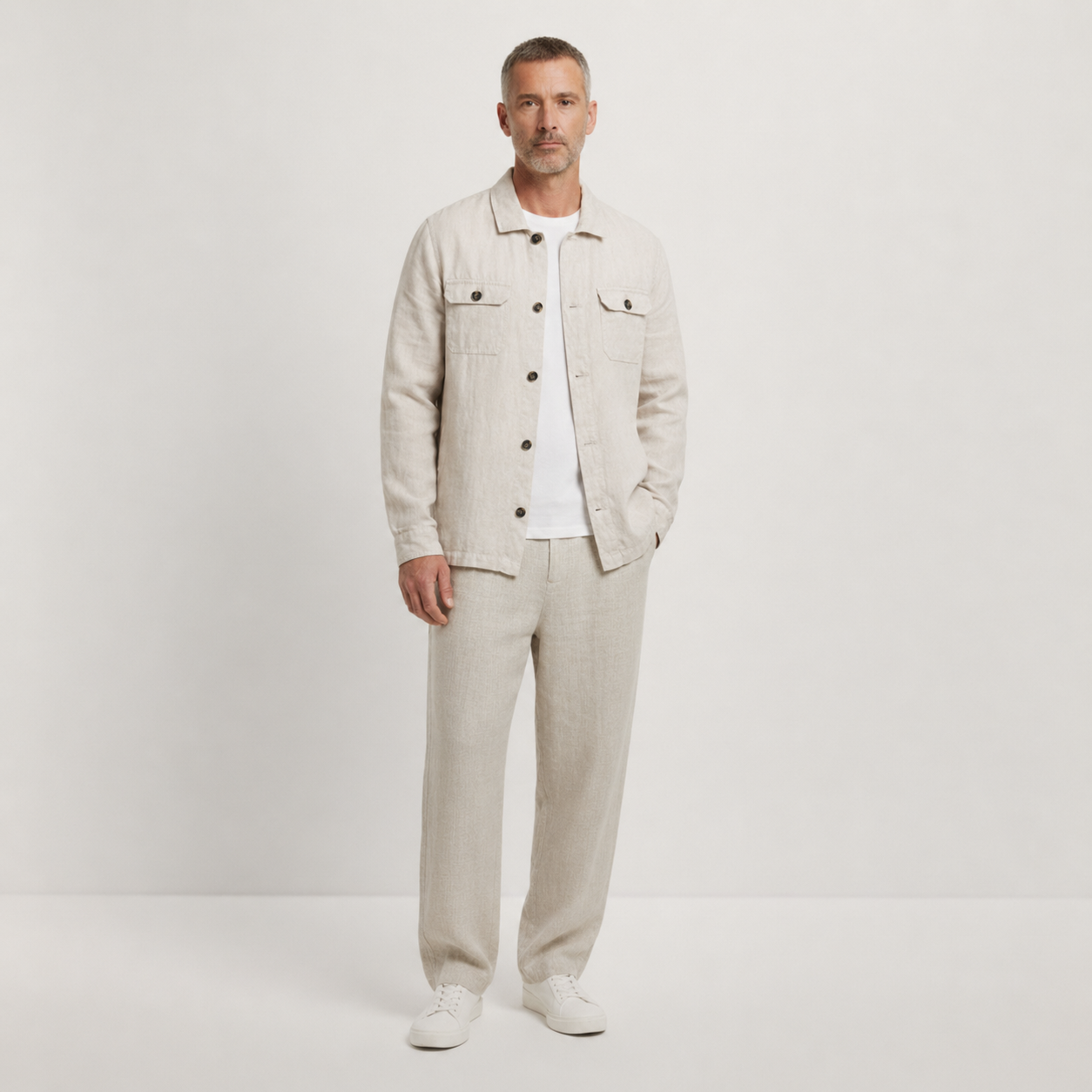 Herren Leinen Hemdjacke